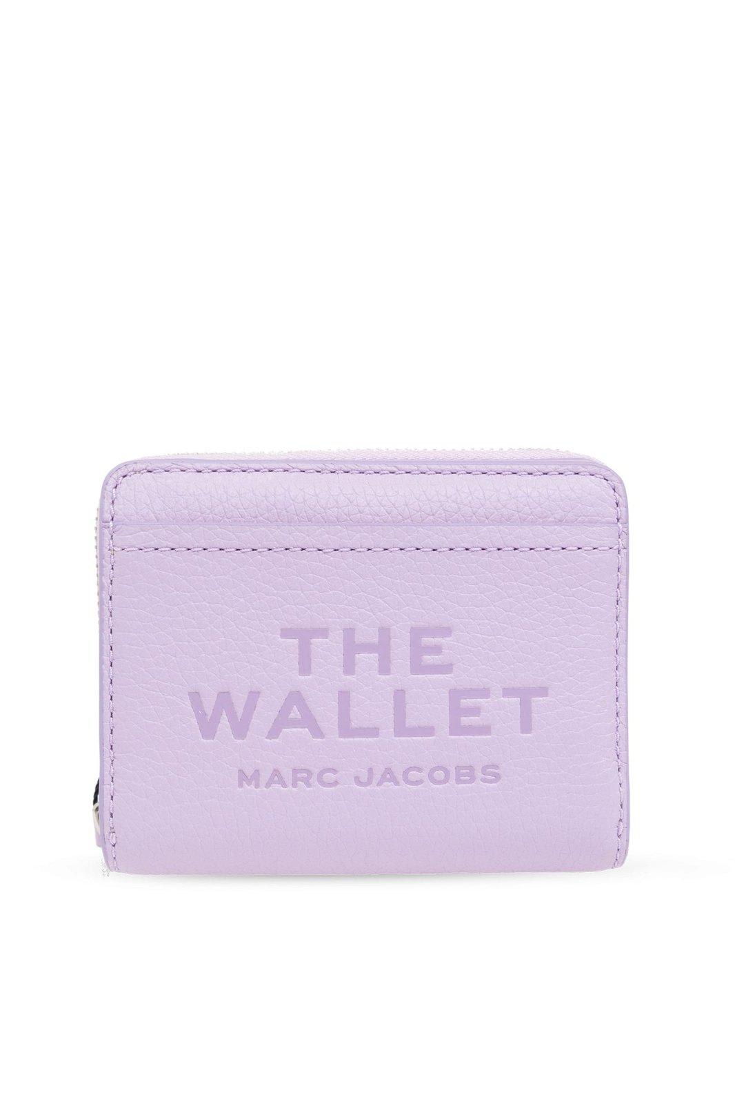 Shop Marc Jacobs Logo Printed Zipped Mini Compact Wallet In Wisteria