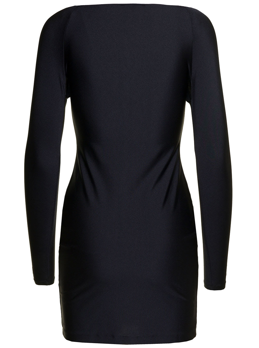 Shop Coperni Mini Black Dress With Twisted Cut-out Detail In Stretch Polyamide Woman