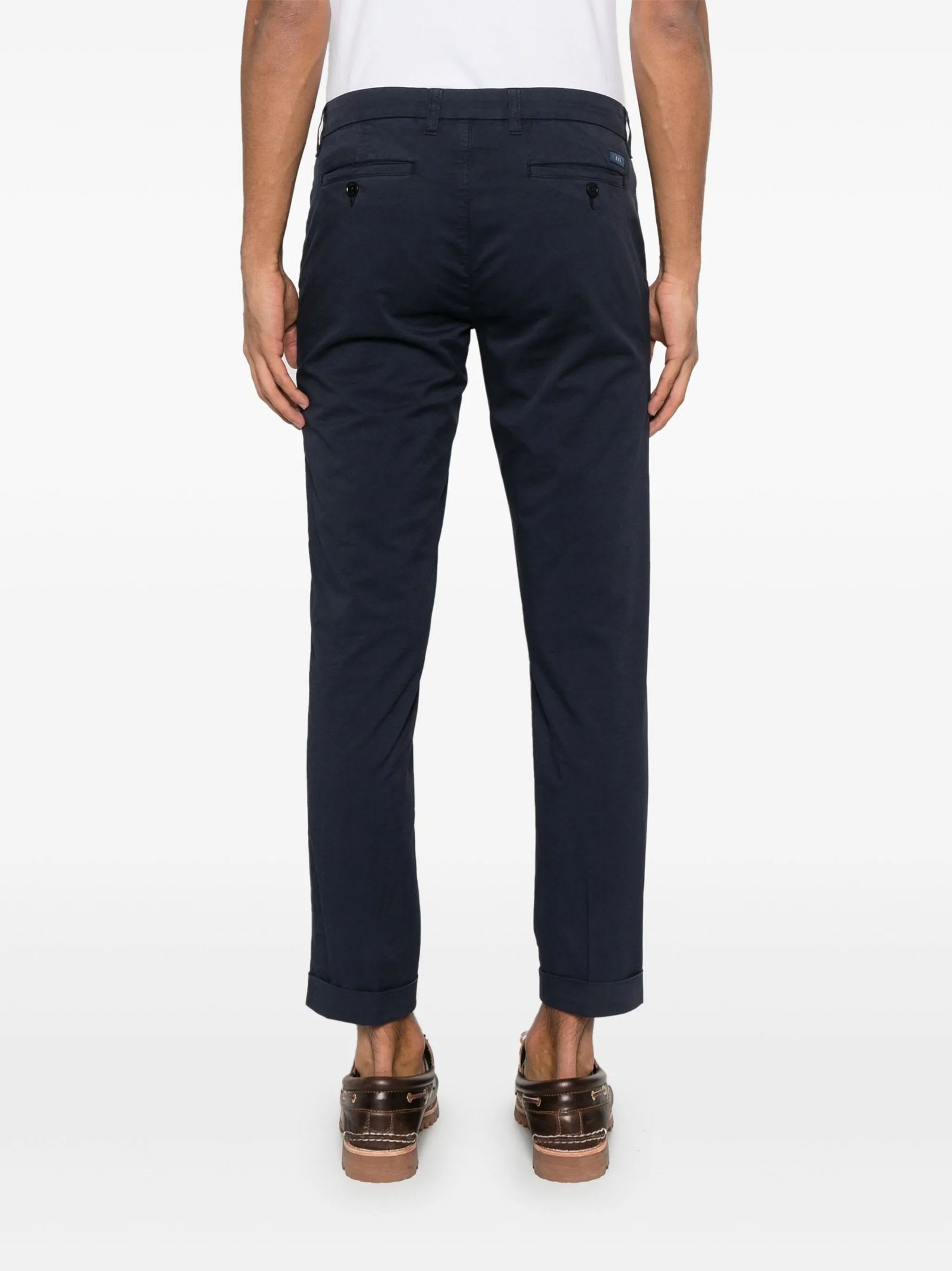 Fay Tailored Capri Pants With Pockets In Blue