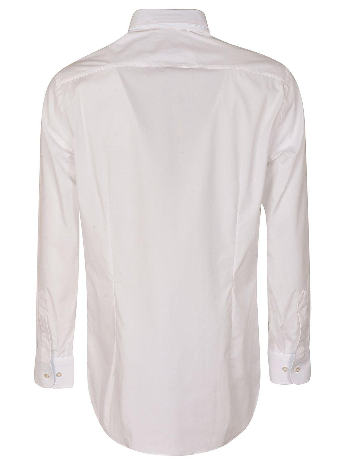 Shop Etro Long-sleeved Buttoned Shirt In Bianco