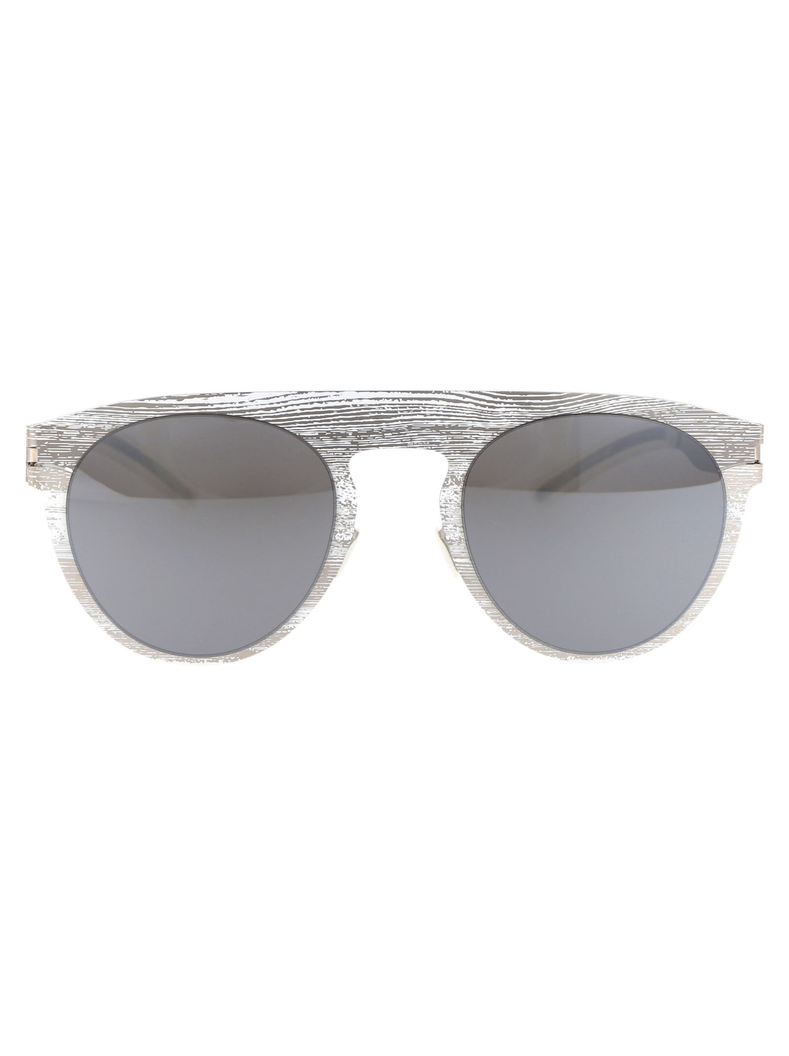 Shop Mykita Mmtransfer004 Sunglasses In 354 Silver White Pine Brown Flash