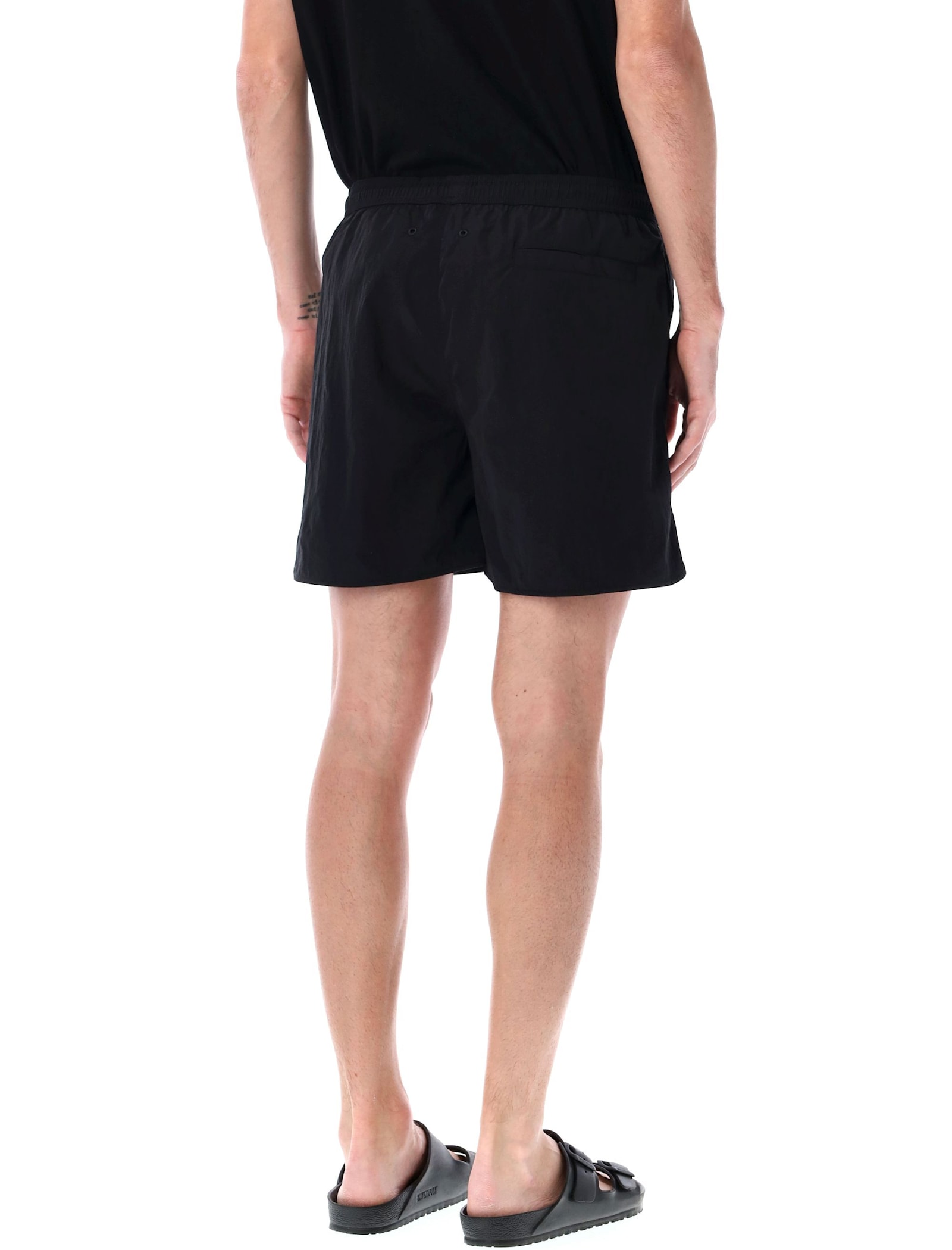 Moncler Men's Crinkled Swim Shorts In Black