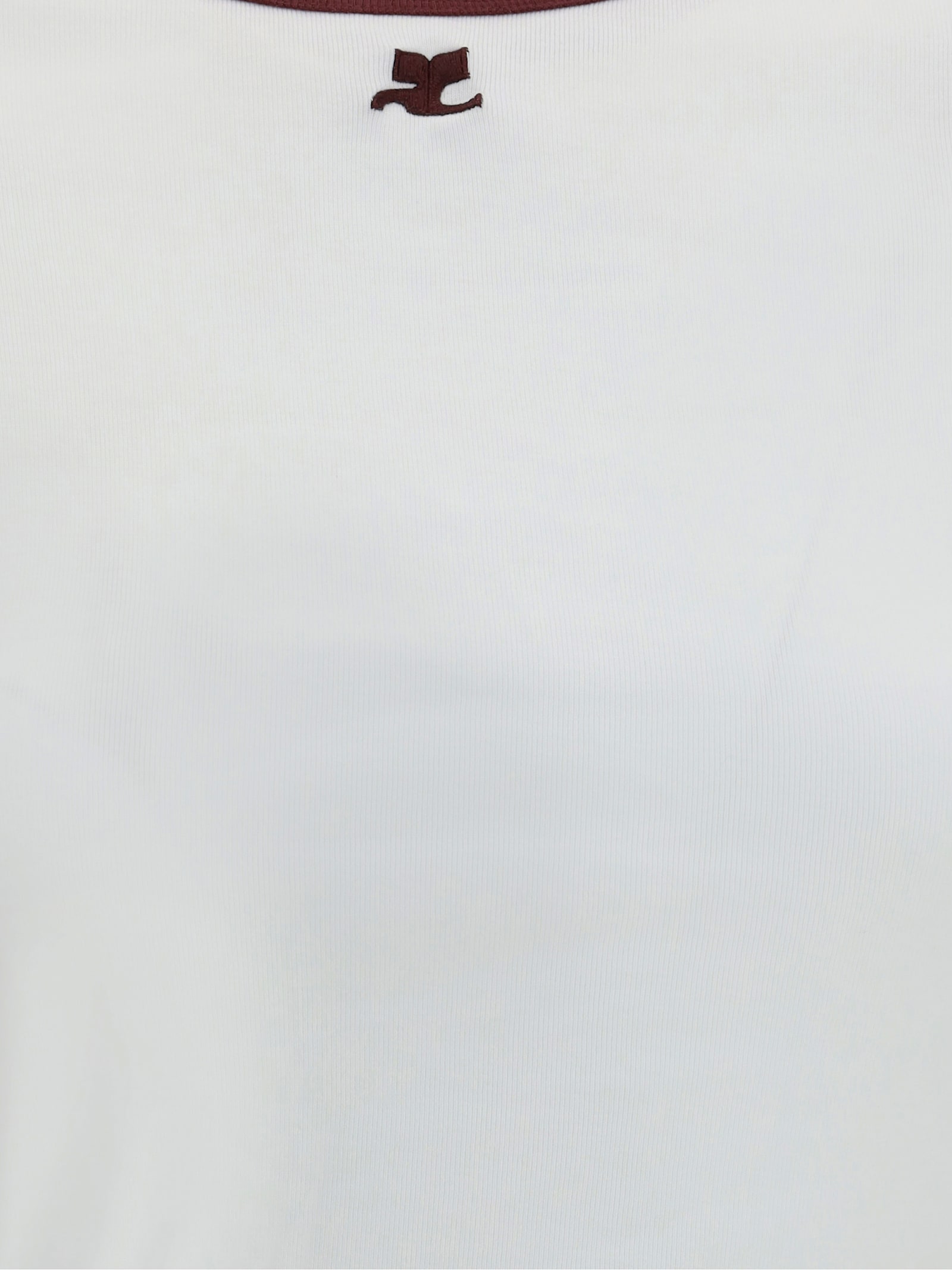 Courrèges Contrast Trim Logo T-shirt In White