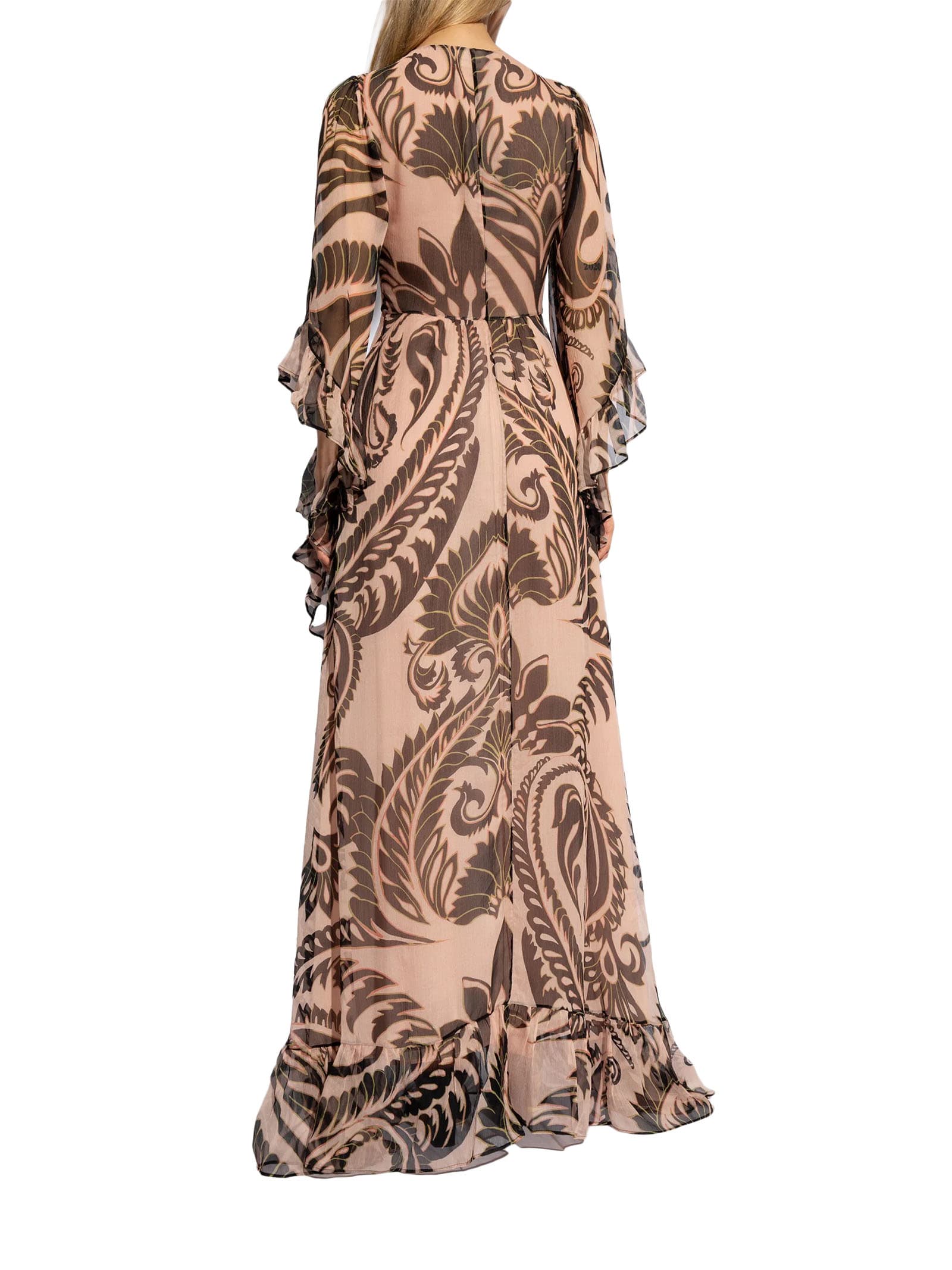 Shop Etro Printed Silk Dress With Ruching In Rosa