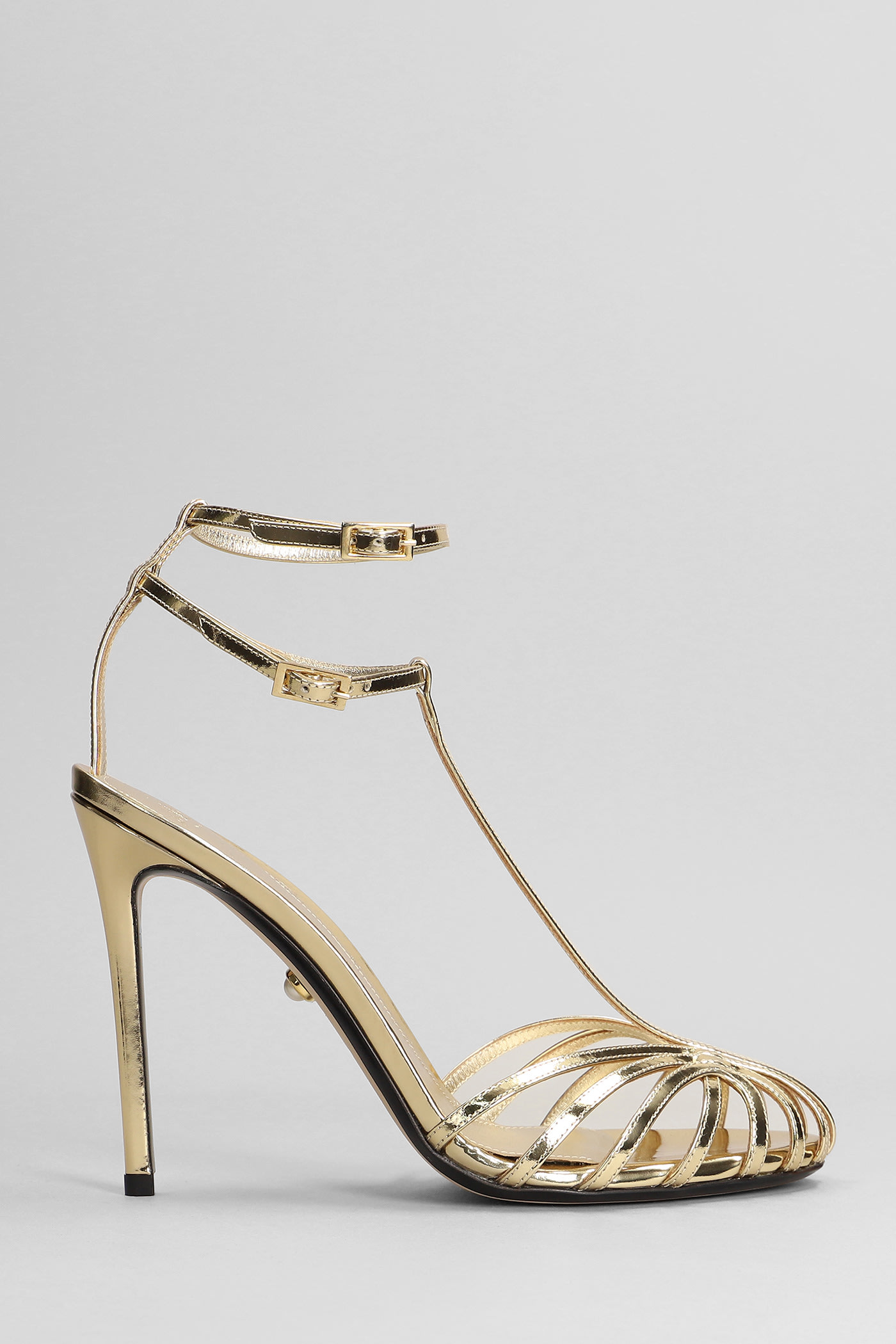 Alevì Stella 110 Sandals In Powder Patent Leather In Gold
