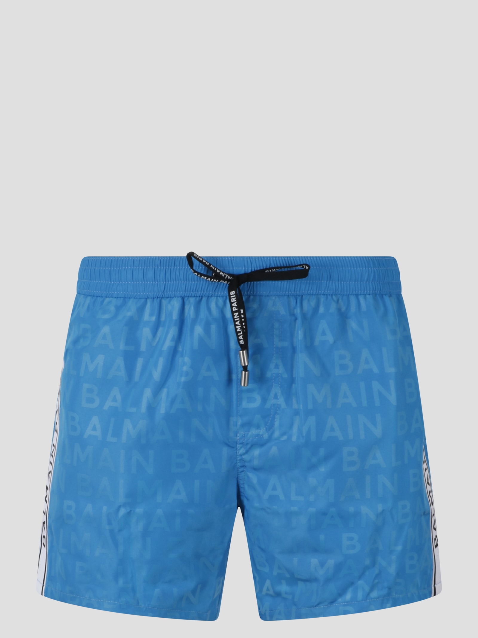 Balmain Logo Swim Shorts In Blue