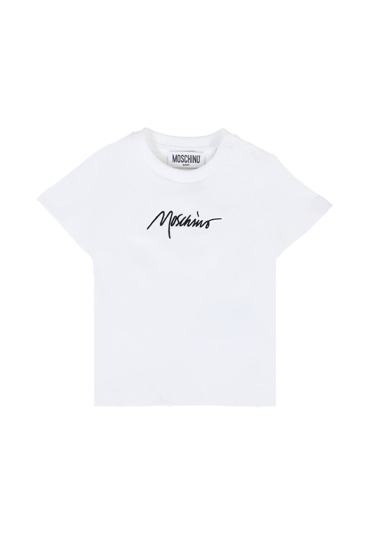 Moschino White T-shirt For Baby Girl With Logo In White