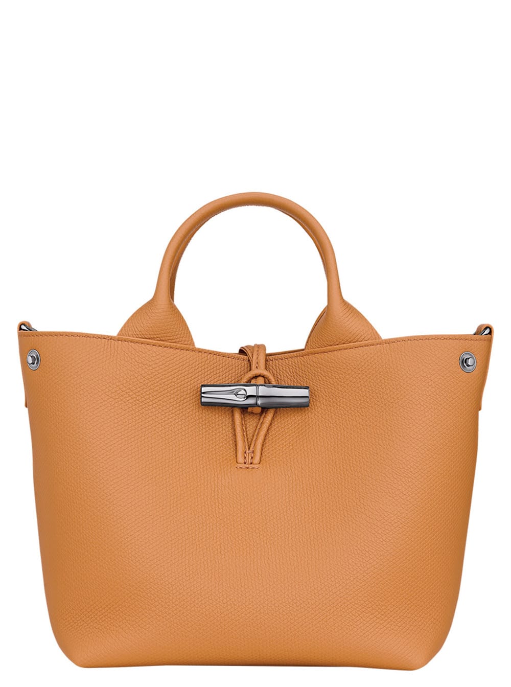 Longchamp Le Roseau Beige Handbag With Toggle Closure In Grained Leather Woman