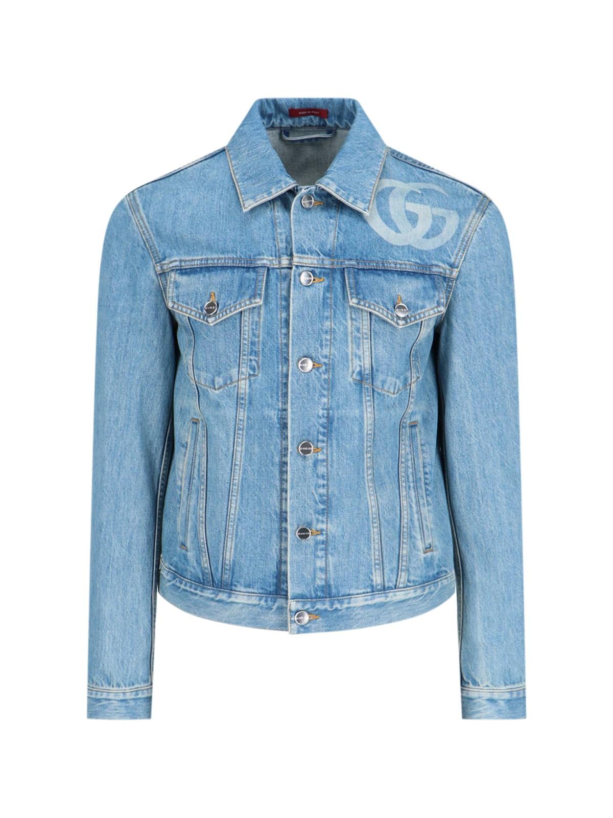 Gucci Double G Denim Jacket In Blue