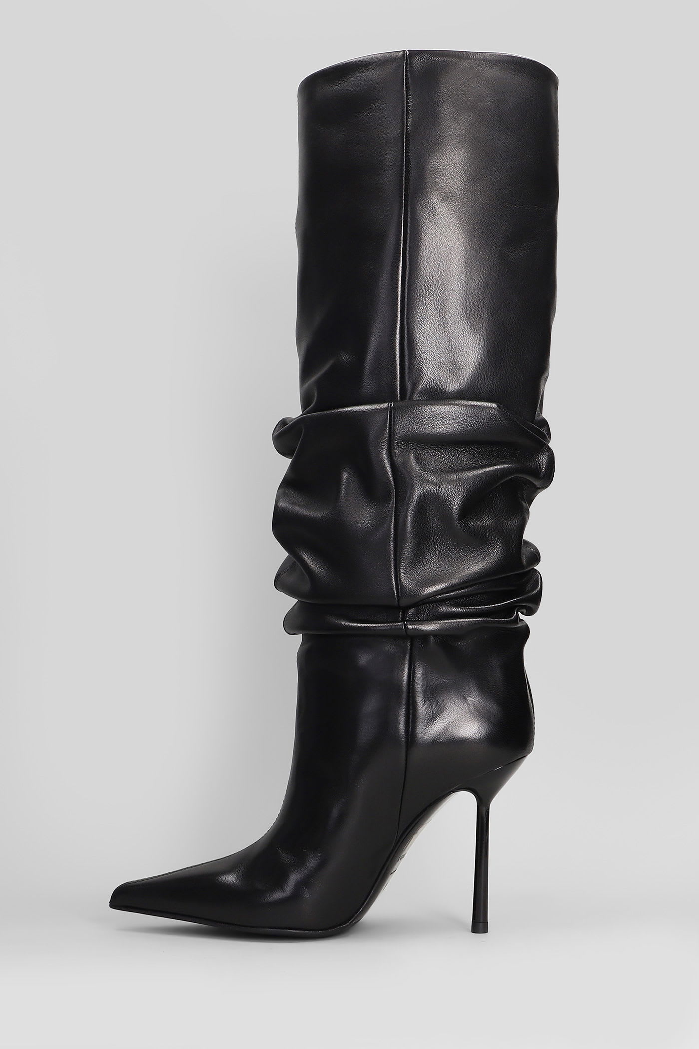 Le Silla Bella High Heels Boots In Black Leather In Black