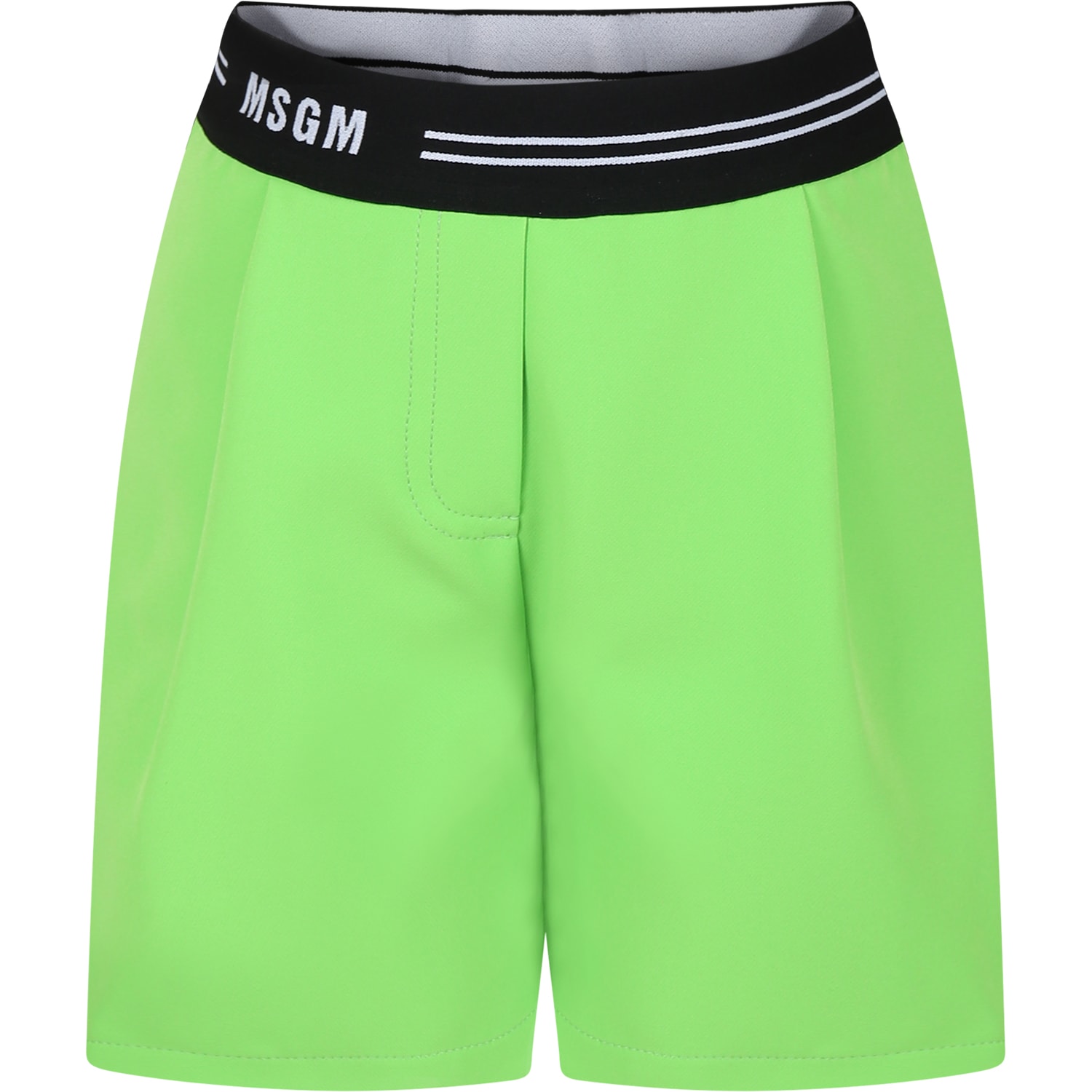 Shop Msgm Green Shorts For Girl With Logo
