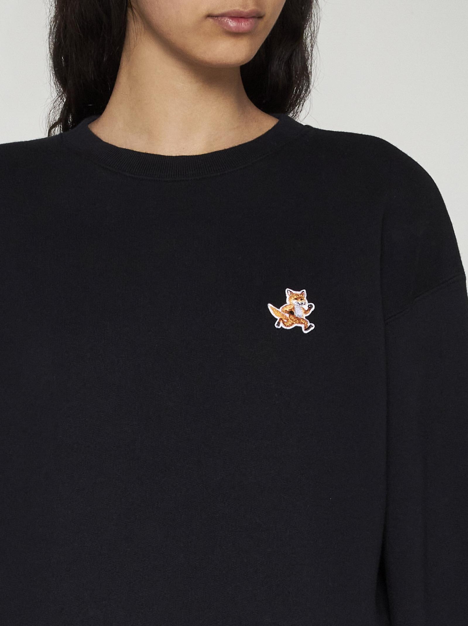 Shop Maison Kitsuné Speedy Fox Patch Cotton Sweatshirt In Black