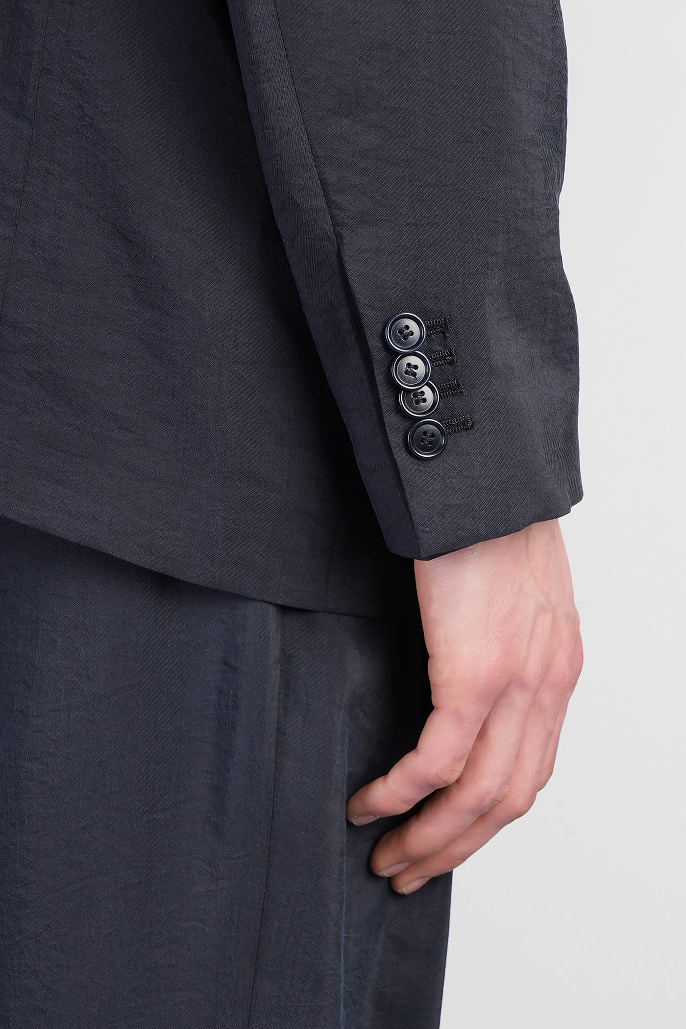 Giorgio Armani Blazer In Blue Silk In Blue