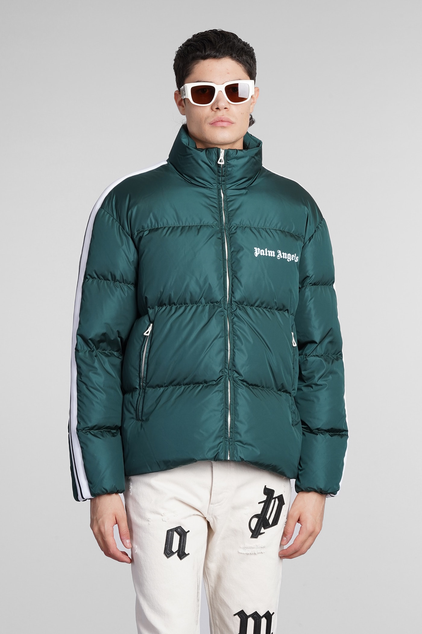 Palm Angels Puffer In Green Polyamide