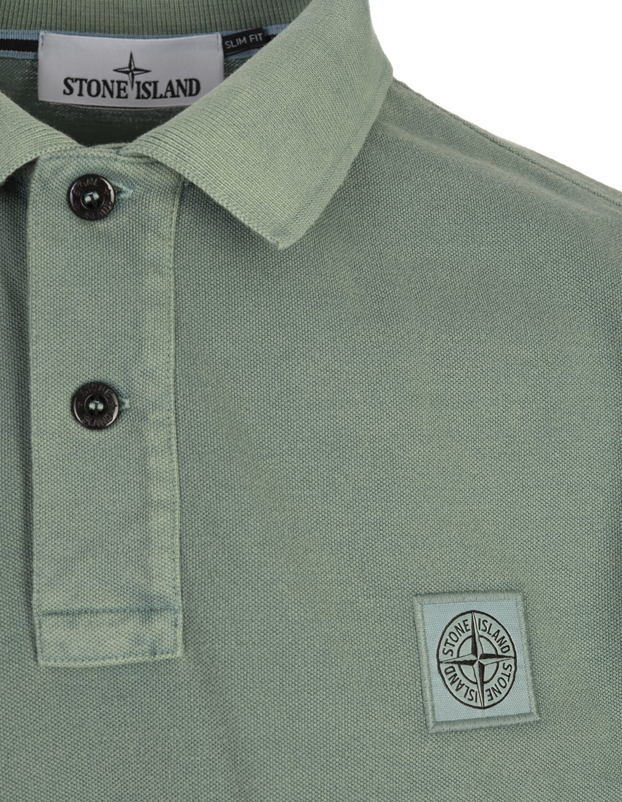 Shop Stone Island Green Pigment Dyed Slim Fit Polo Shirt