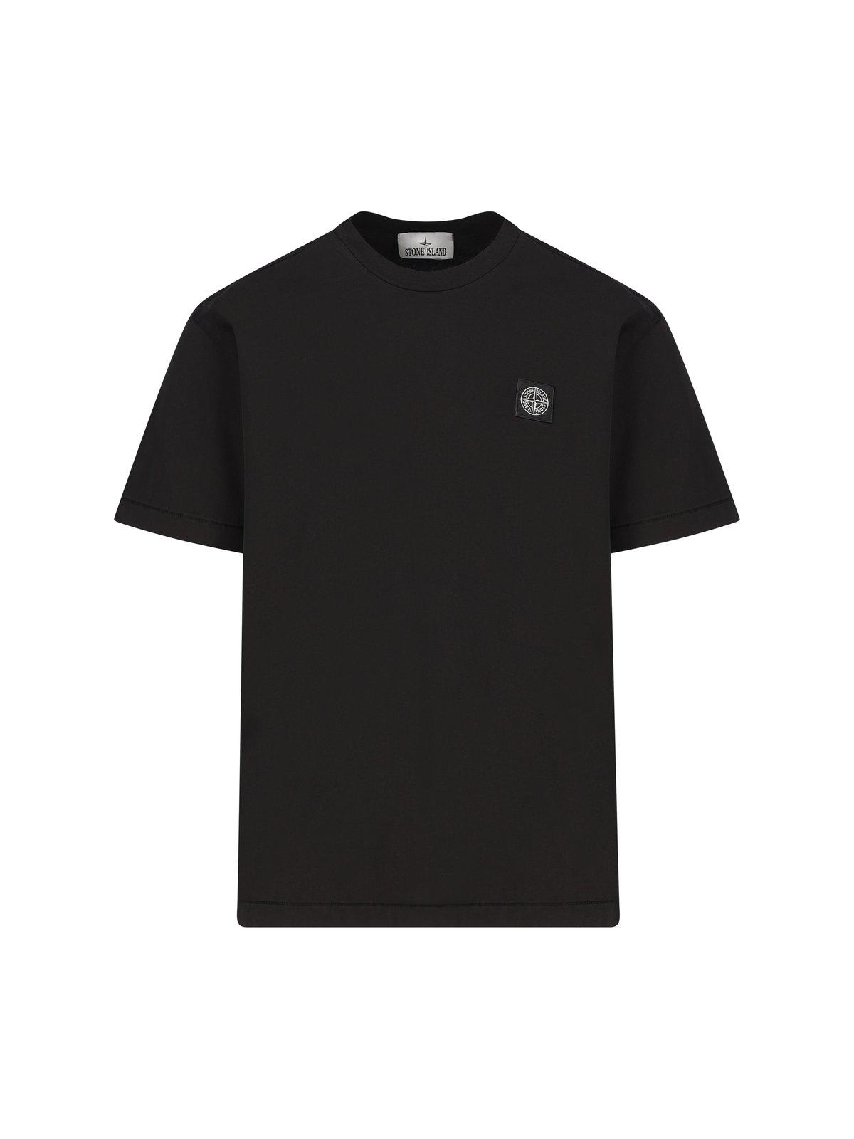 Shop Stone Island Logo Patch Crewneck T-shirt In Black