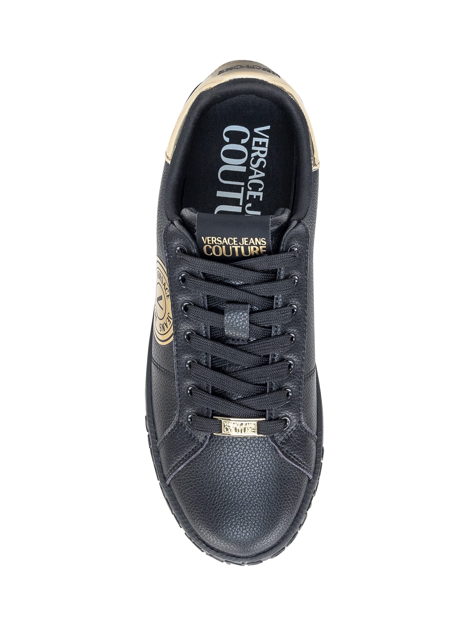 Shop Versace Jeans Couture Court Sneaker In Black/gold