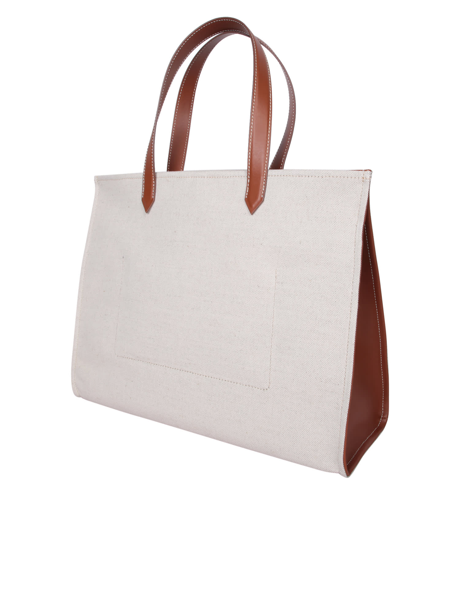 Shop Balmain Cream B-army Medium Canvas Shopper Bag With Logo In Beige