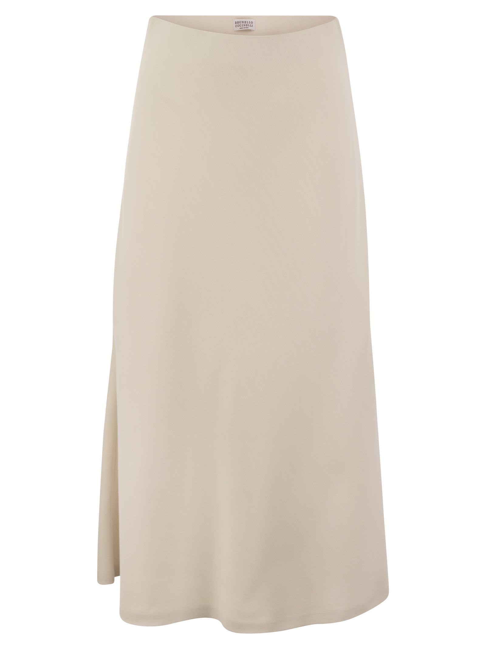 Shop Brunello Cucinelli Flute Skirt In Comfort Viscose Couture Twill In Ivory