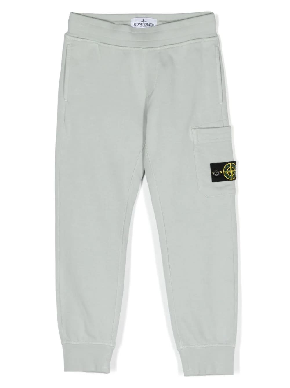 Shop Stone Island Pearl Grey Joggers With Logo Patch In Grigio