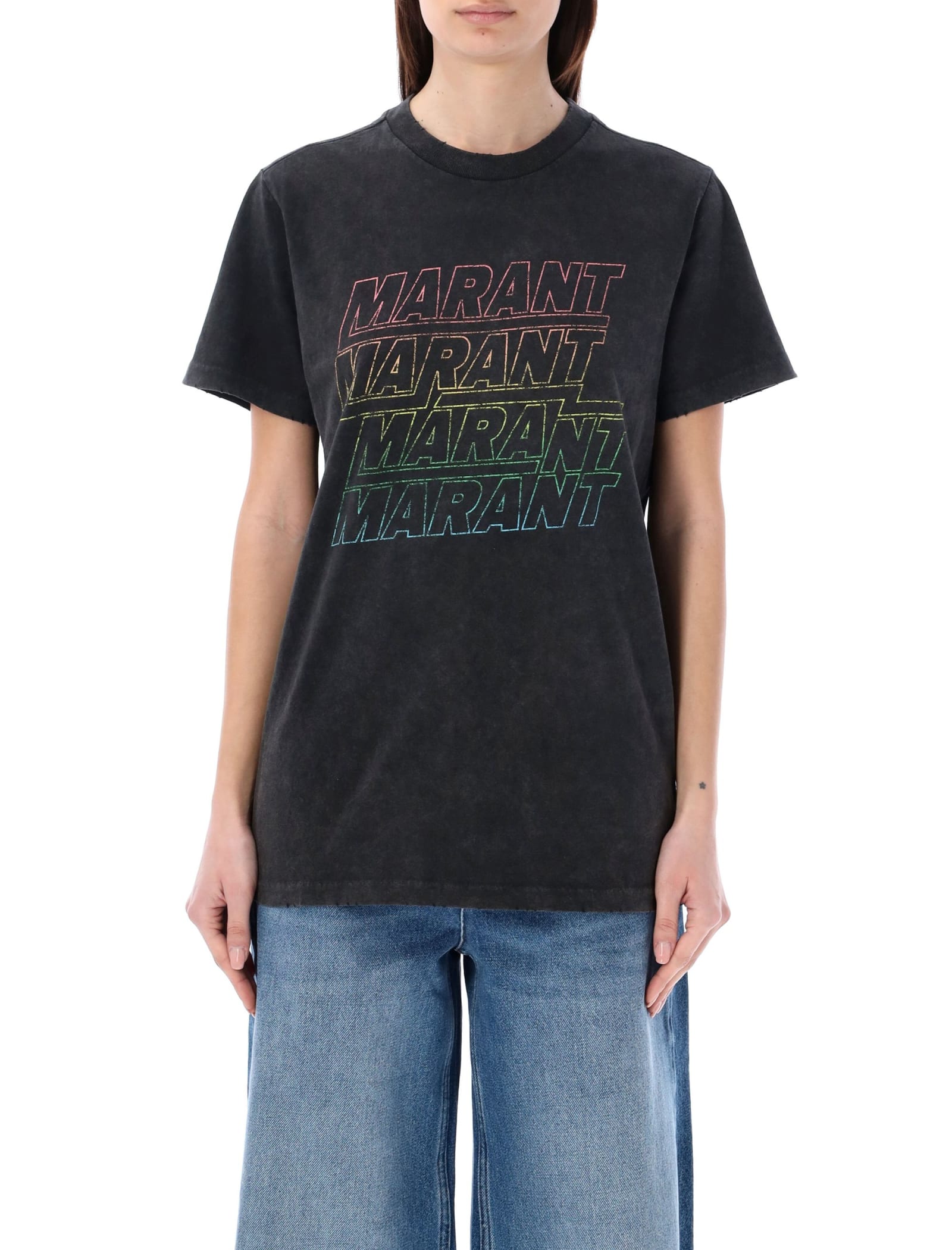 Shop Marant Etoile Zoeline T-shirt In Faded Black