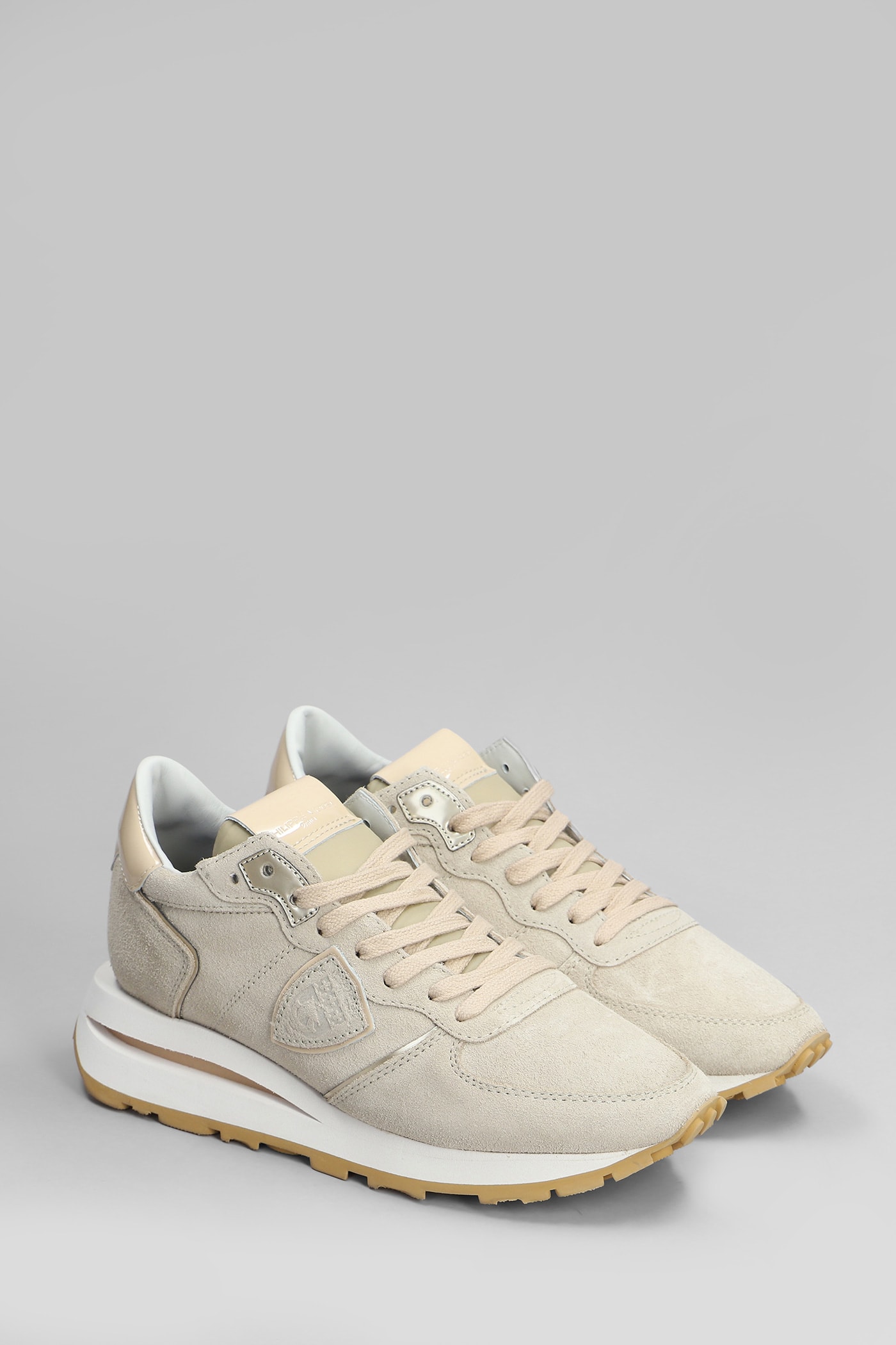 Philippe Model Tropez Haute Sneakers In Beige Suede In Beige