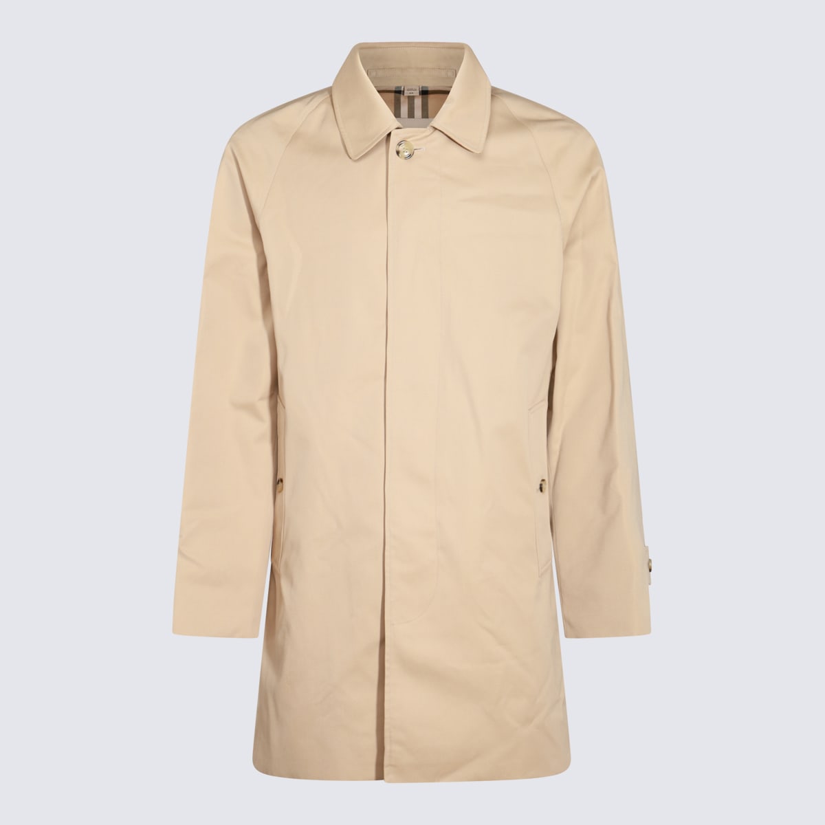 Shop Burberry Beige Cotton Coat In Honey