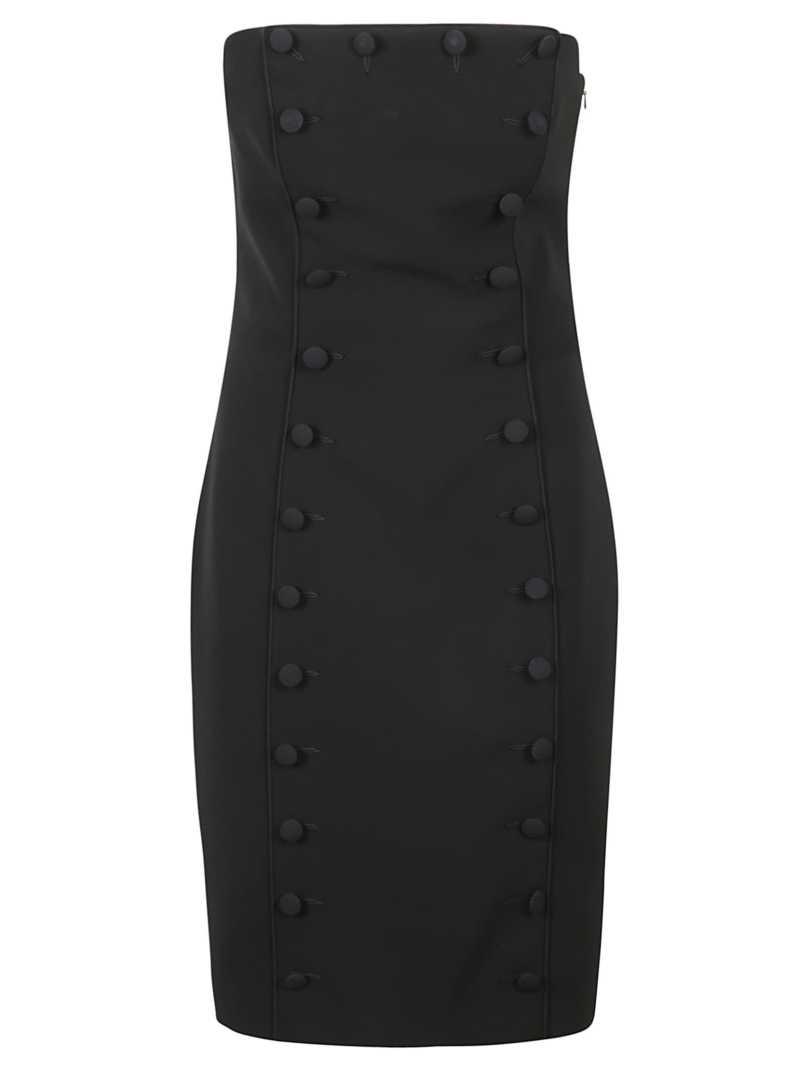 Moschino Off-shoulder Button Embellished Slim Short Dress