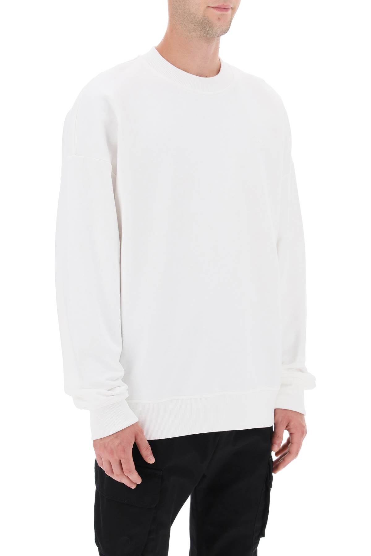 Shop Diesel S-rob-megoval Sweatshirt With Maxi Oval-d Logo Embroidery In White