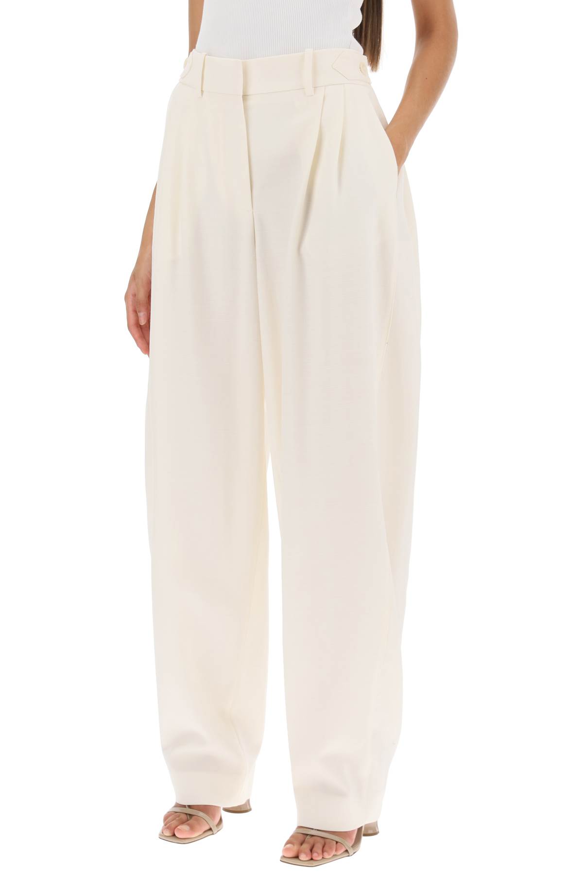 Stella Mccartney Cream Wool Baggy Trousers For Women In Cream (white)
