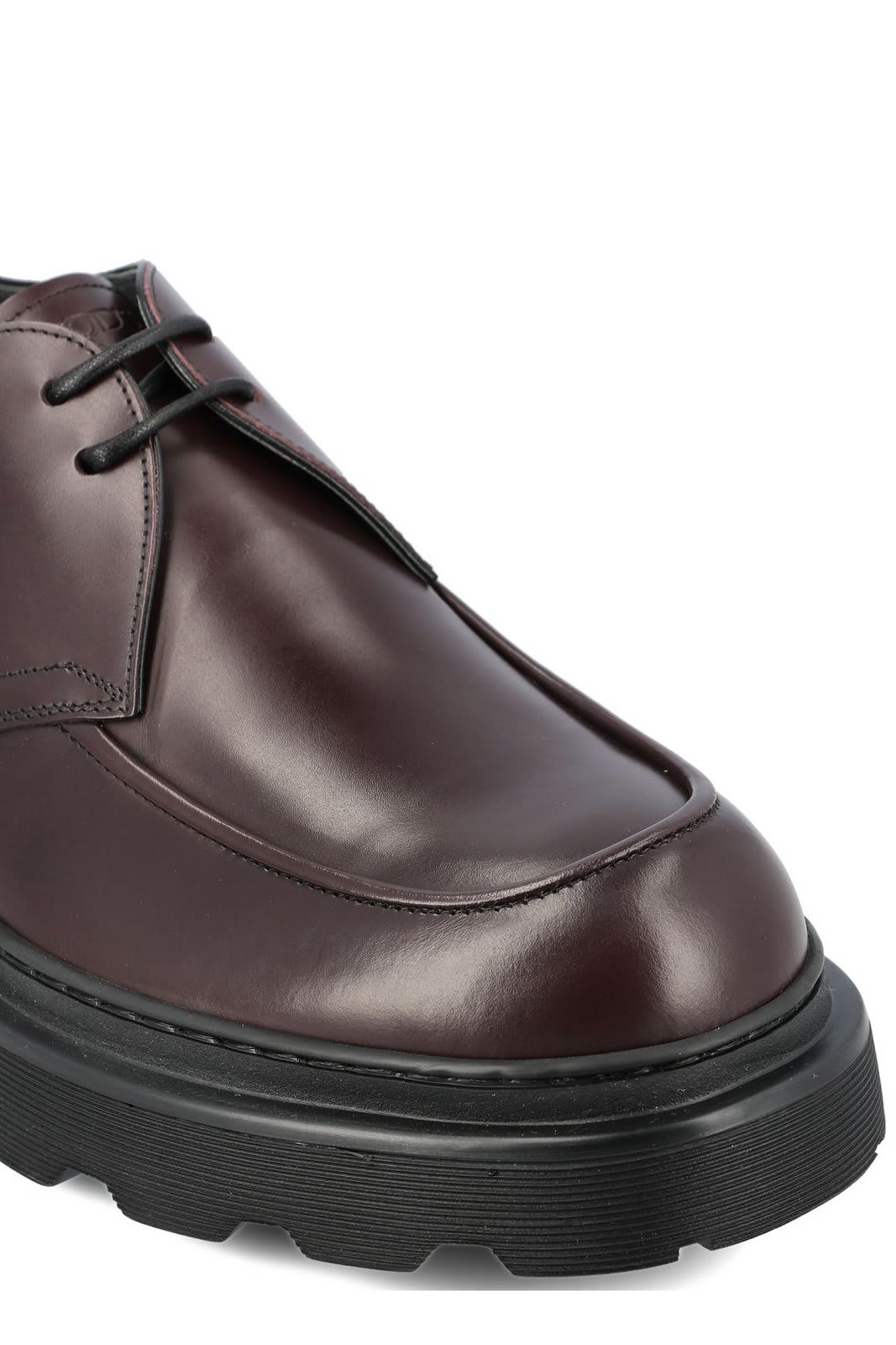 Shop Tod's Round Toe Lace-up Derby Shoes In Madera