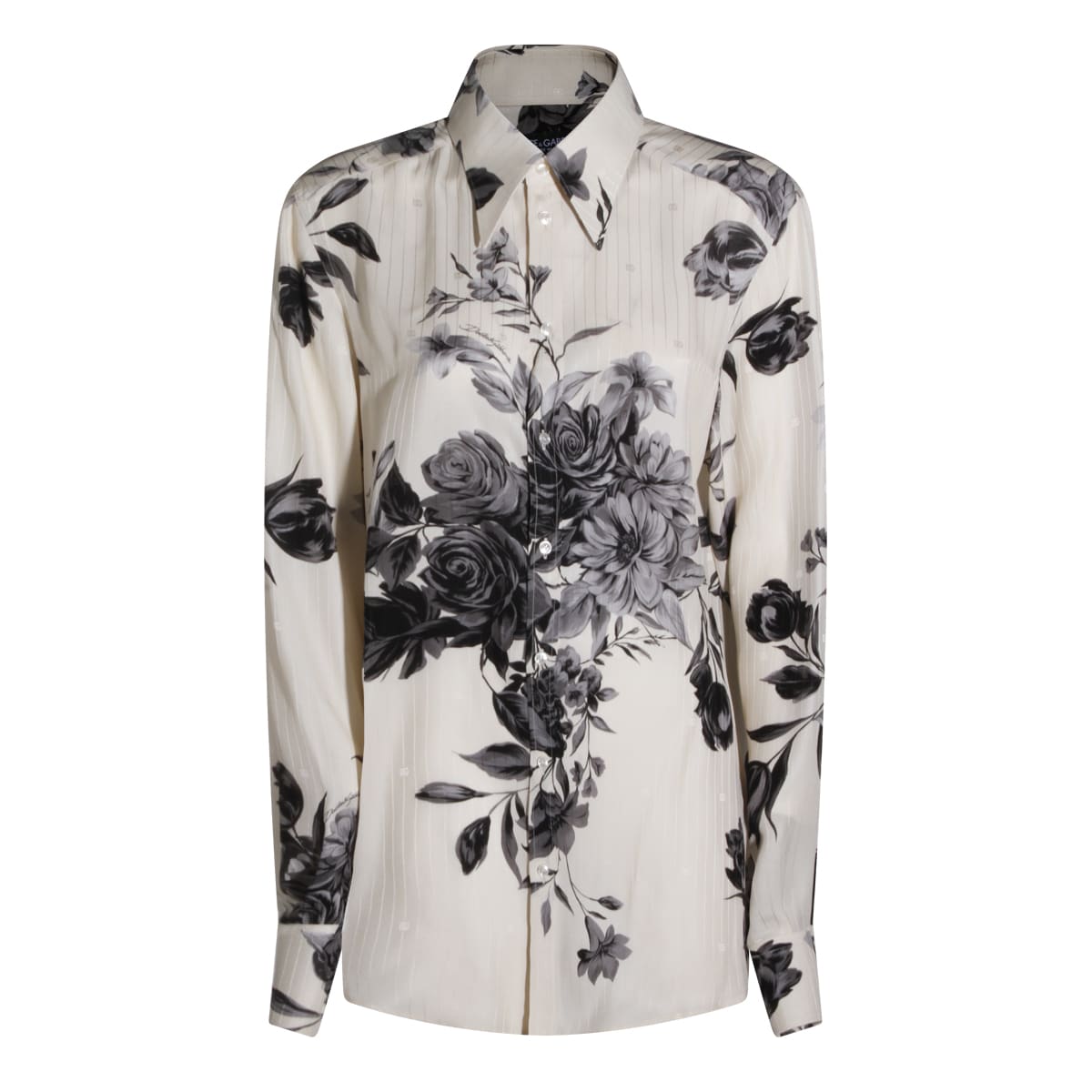 Dolce & Gabbana White And Black Silk Shirt
