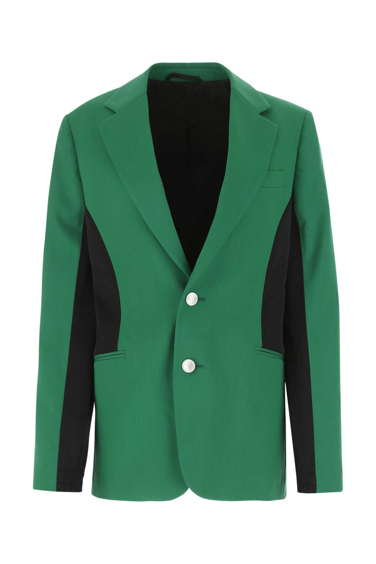 Green Stretch Polyester Blend Blazer