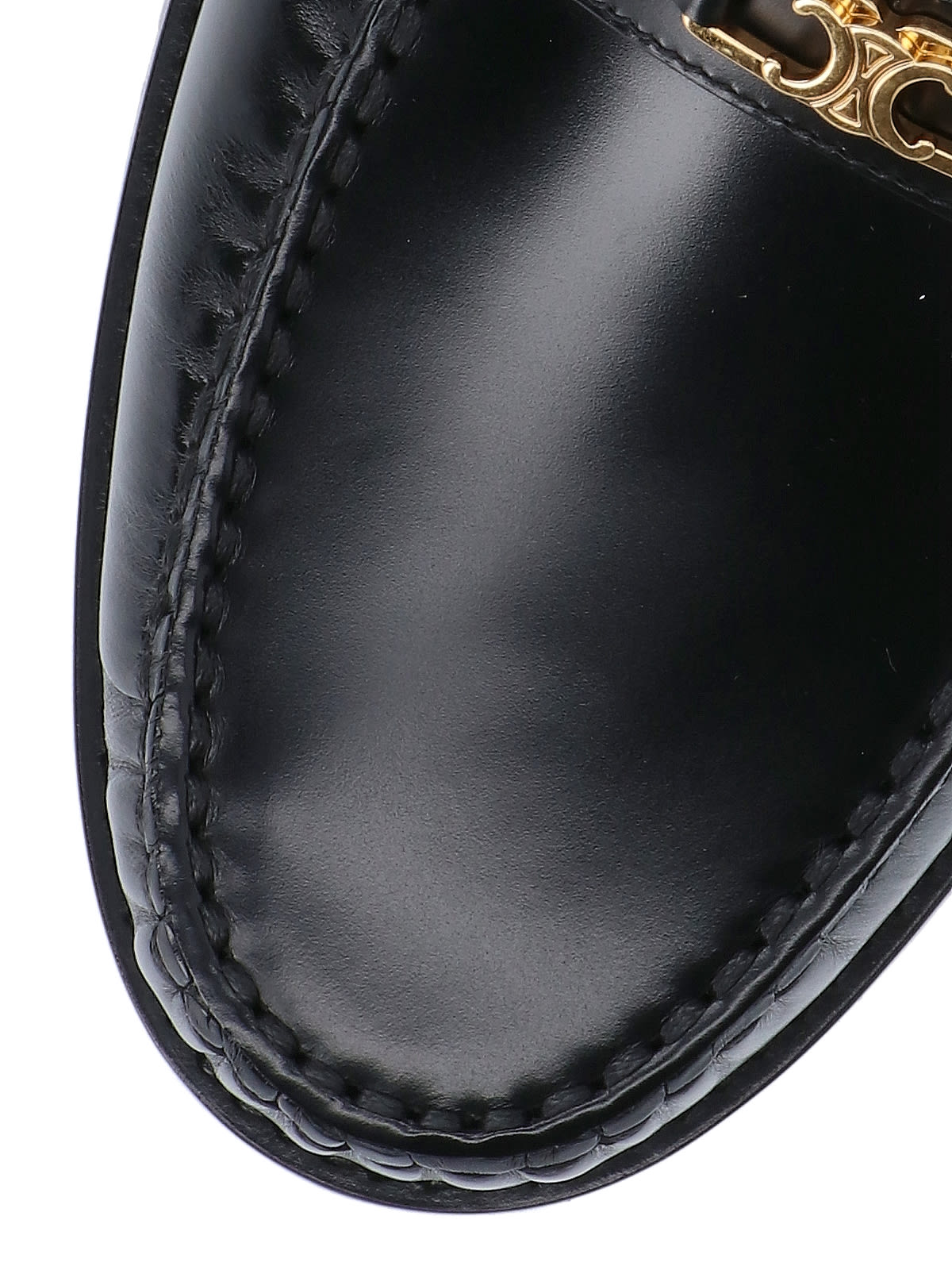 Celine Triomphe Leather Loafers Men In Black