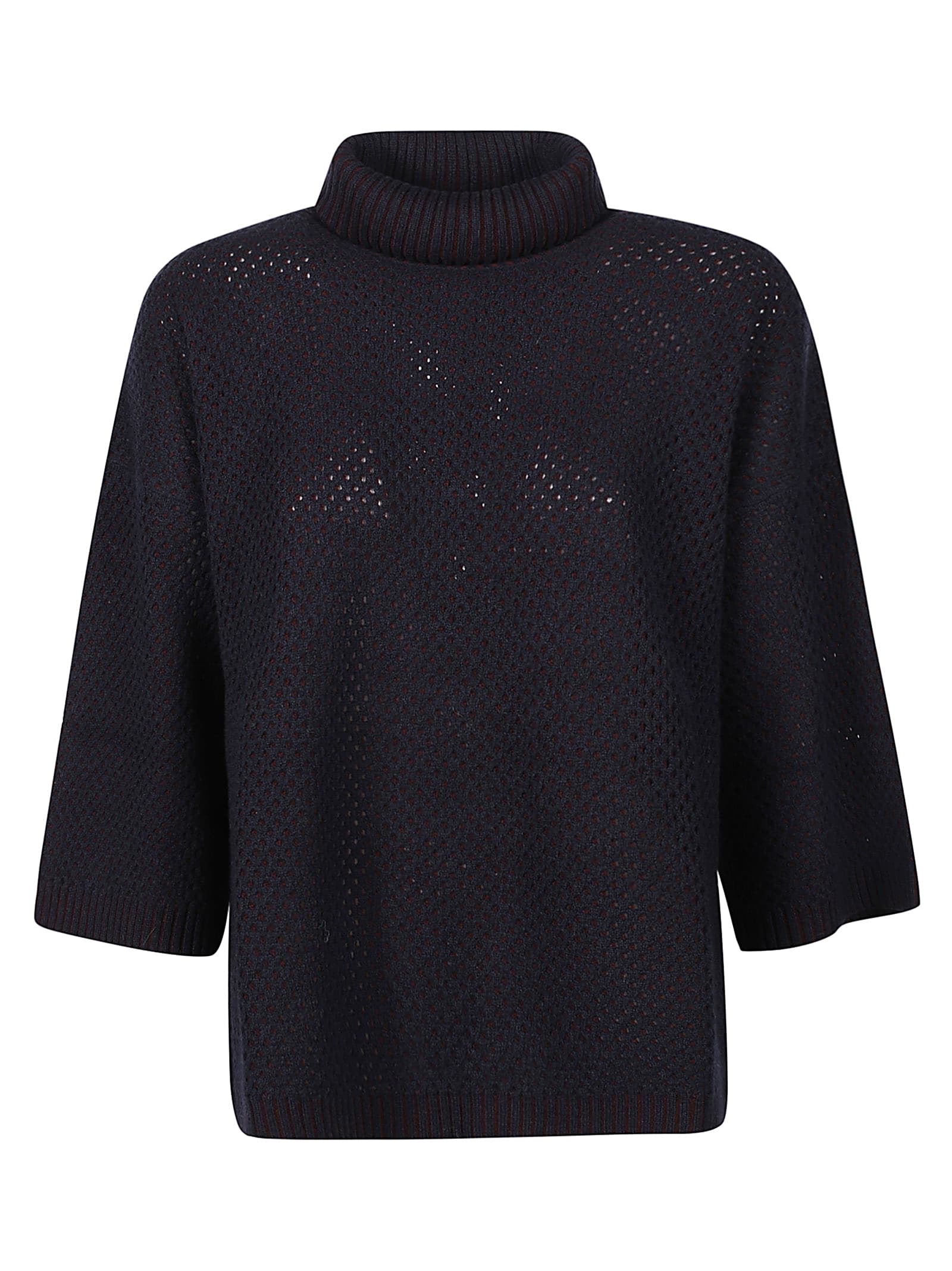 Shop Fabiana Filippi Threequarters Sleeve Turtle Neck Sweater  In Blue