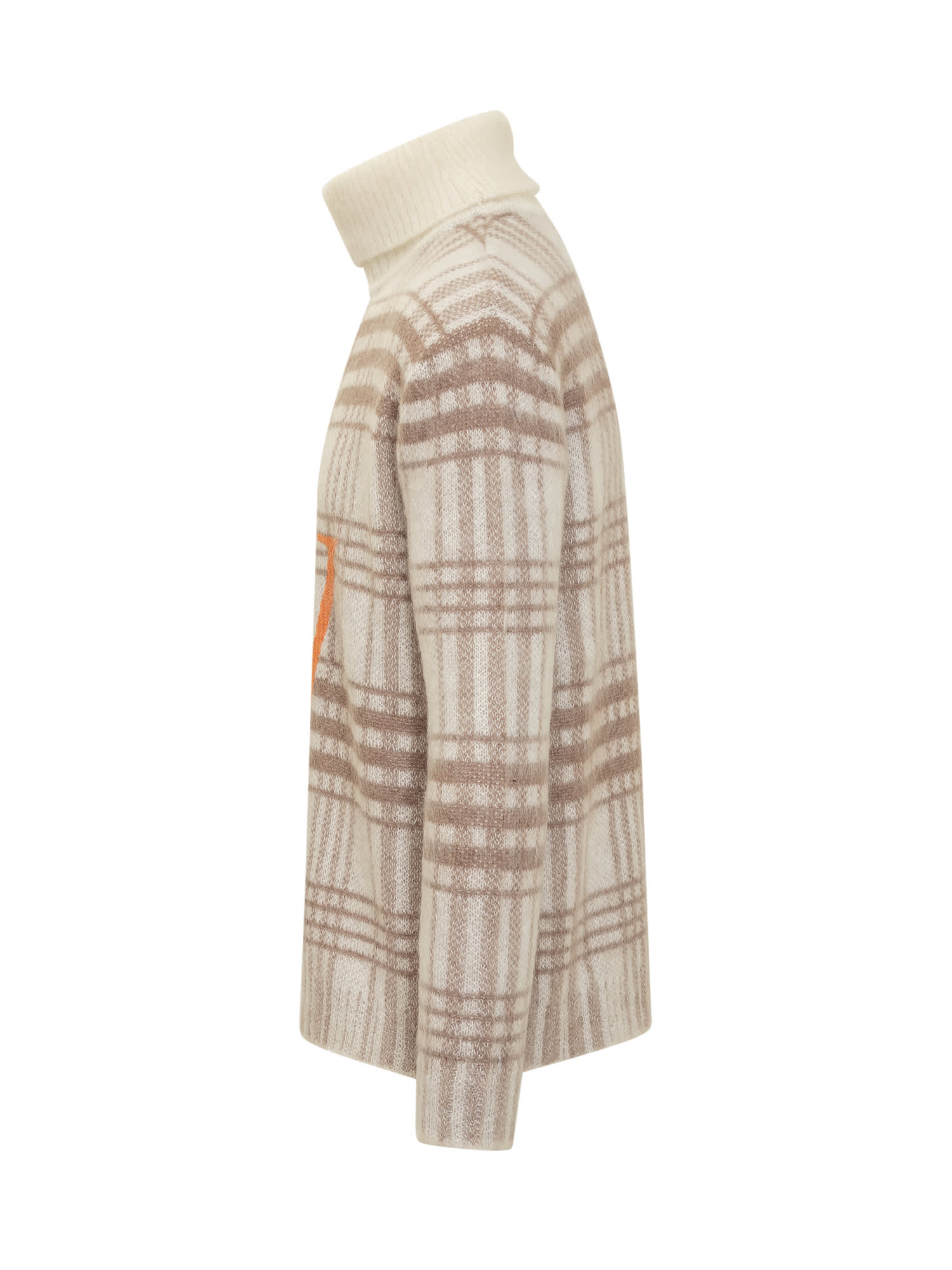 Jw Anderson J.w. Anderson White, Brown And Orange Wool Blend Jumper In Off White/brown