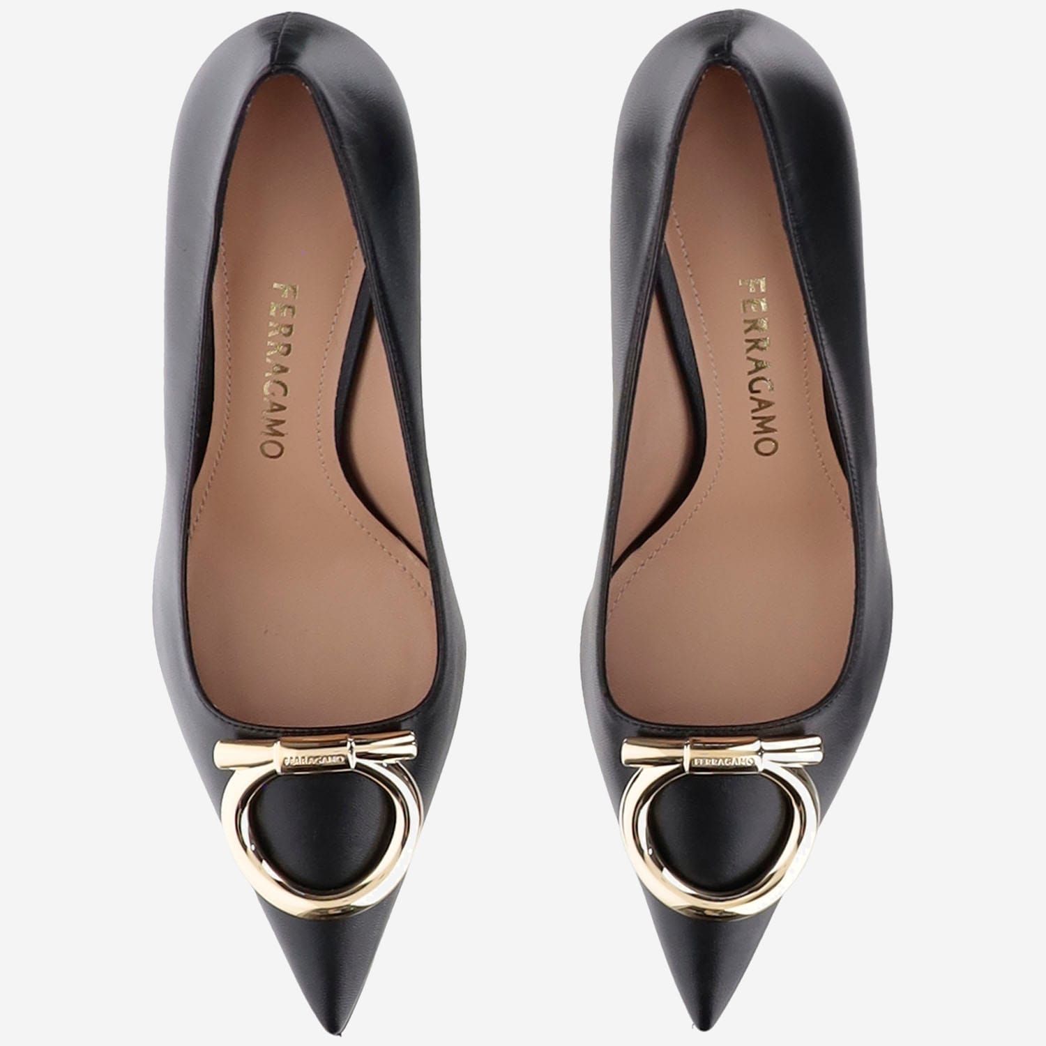 Ferragamo Escarpin Décolleté Maxi Gancini Noir Taille 41 In Black