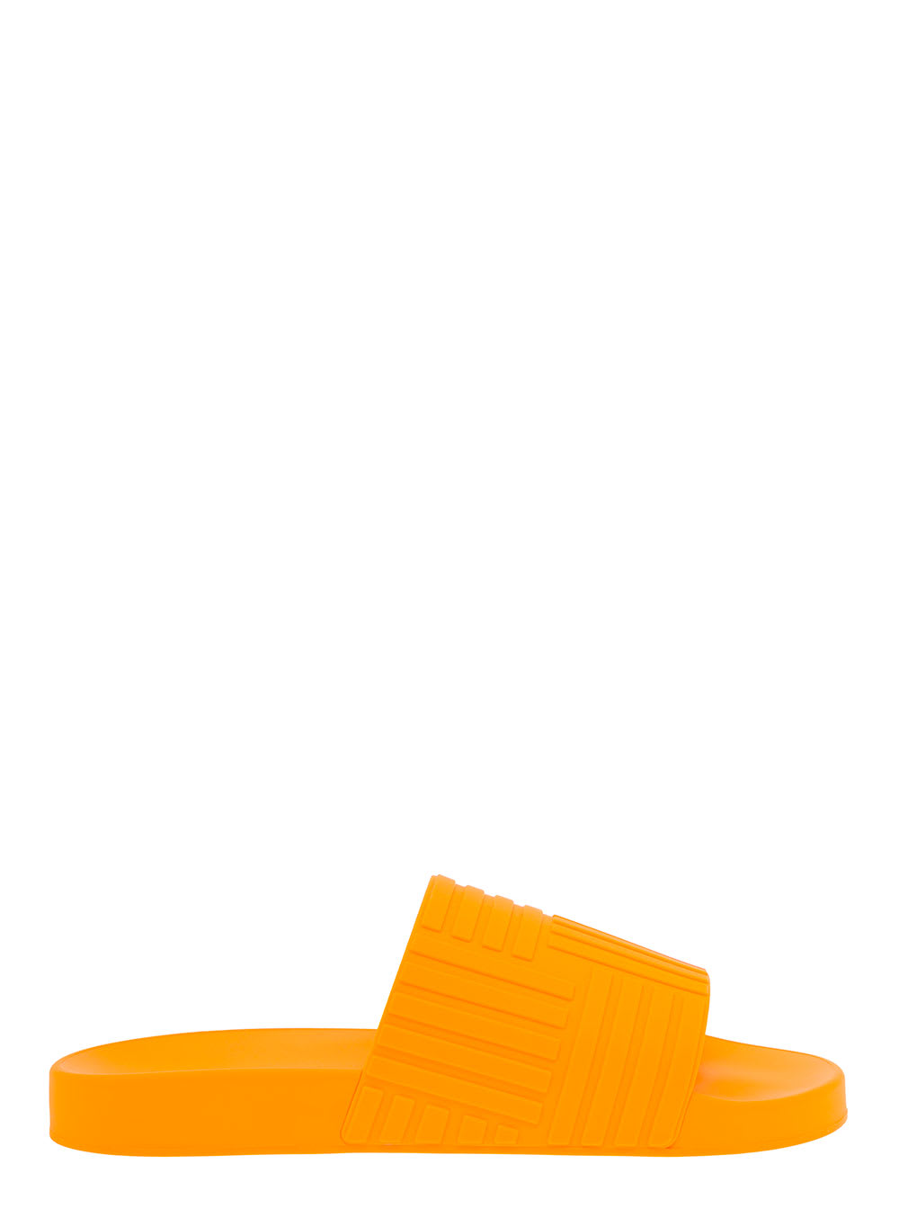 Bottega Veneta Mens Orange Rubber Slide Sandals