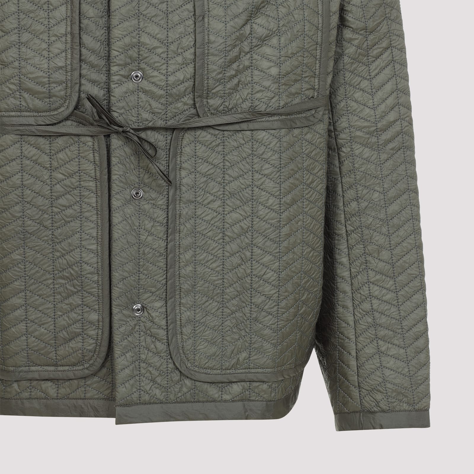 Craig Green Quilted Cotton Blend Jacket With Adjustable Drawstring In Green