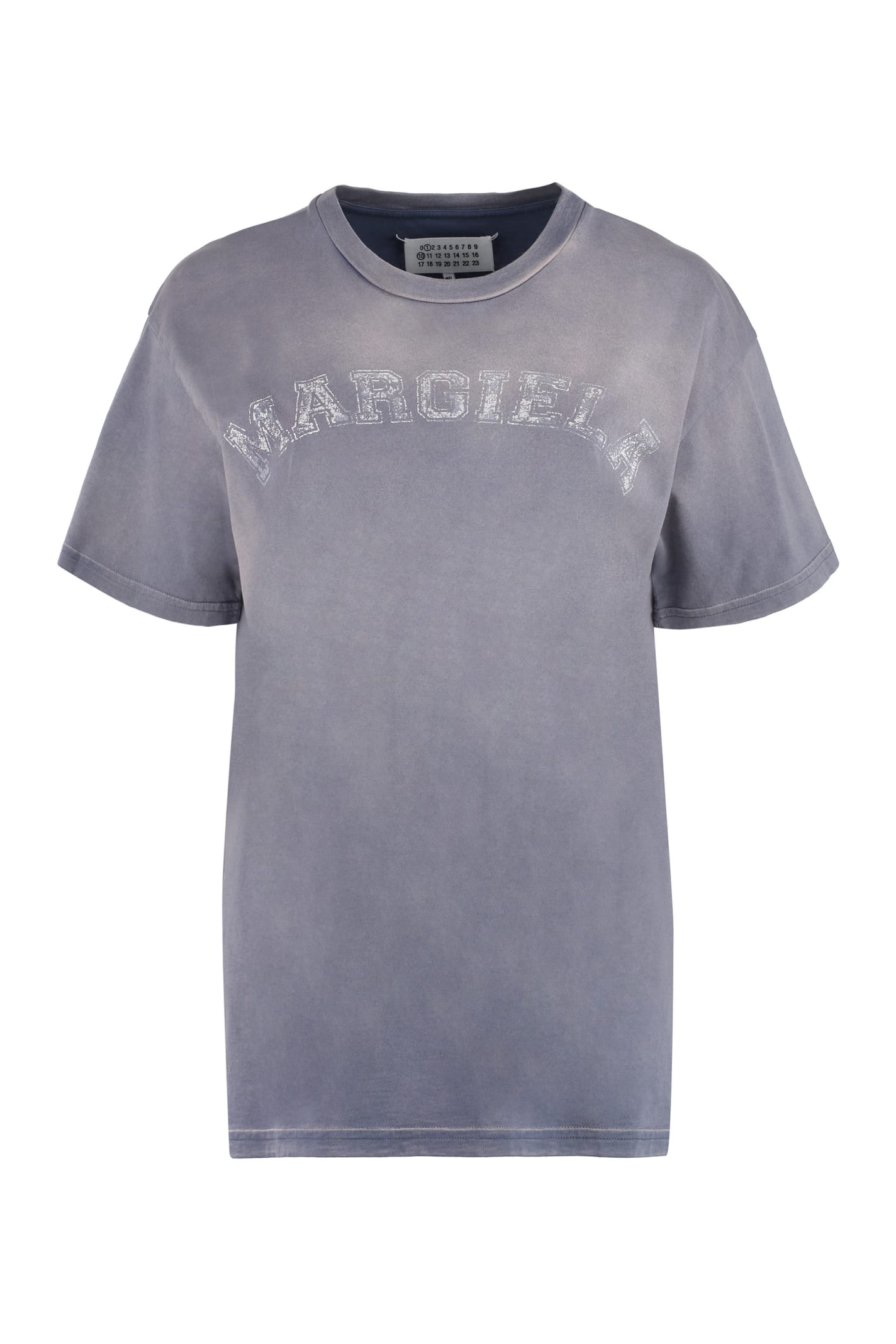 Maison Margiela Logo Faded Print Cotton Jersey T-shirt In Violett