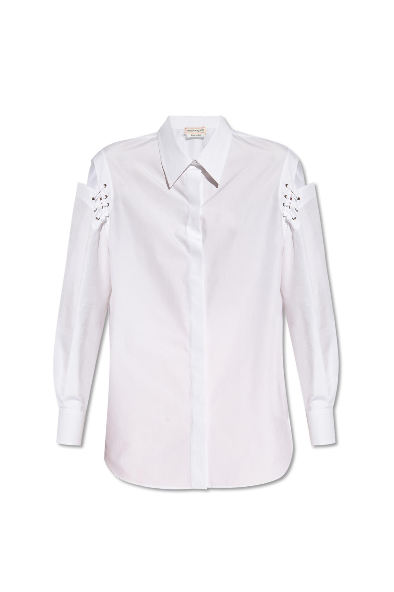 Alexander Mcqueen Cutout Cotton Poplin Shirt In White