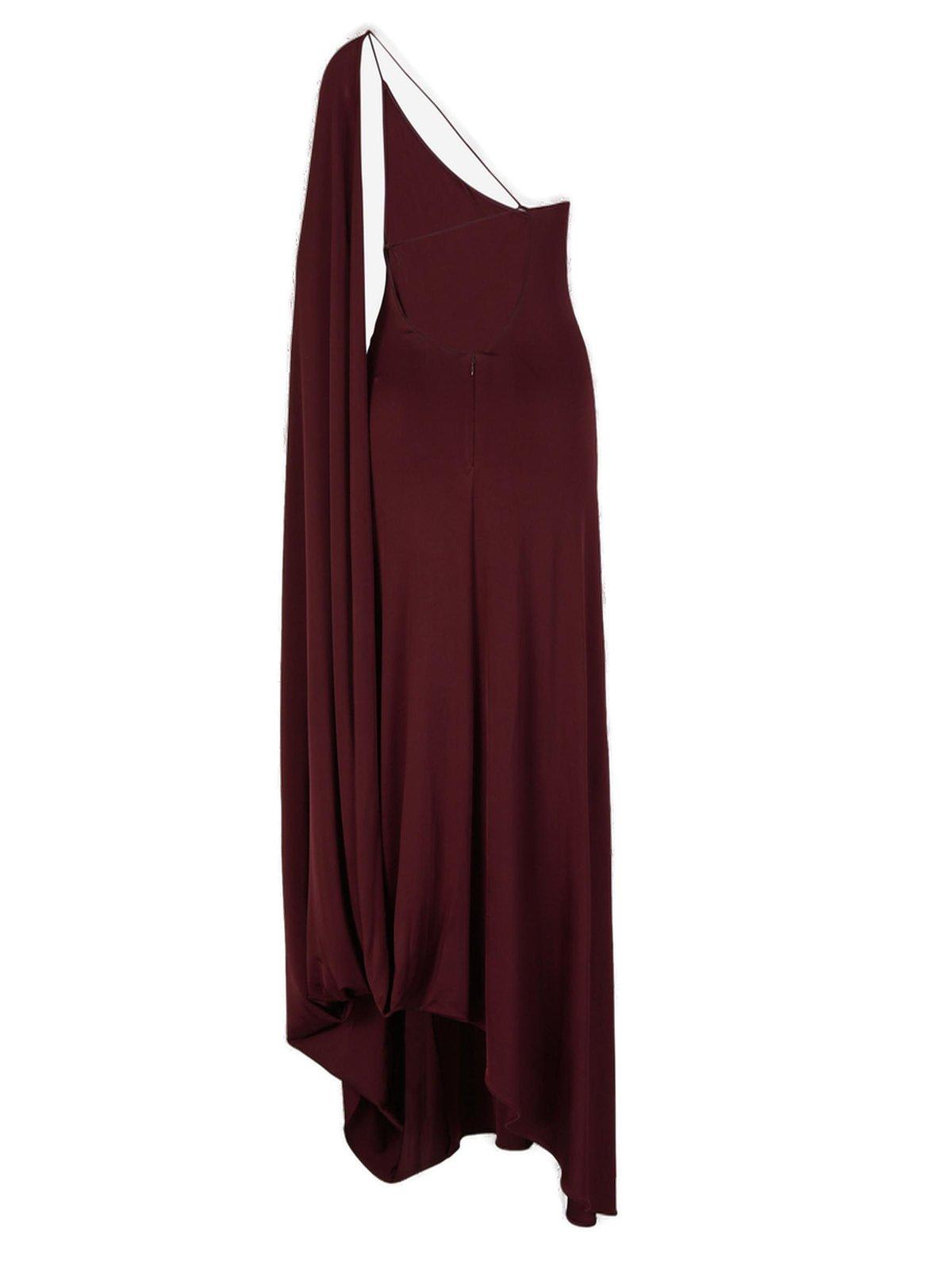Shop Stella Mccartney One-shoulder Cape Gown In Red