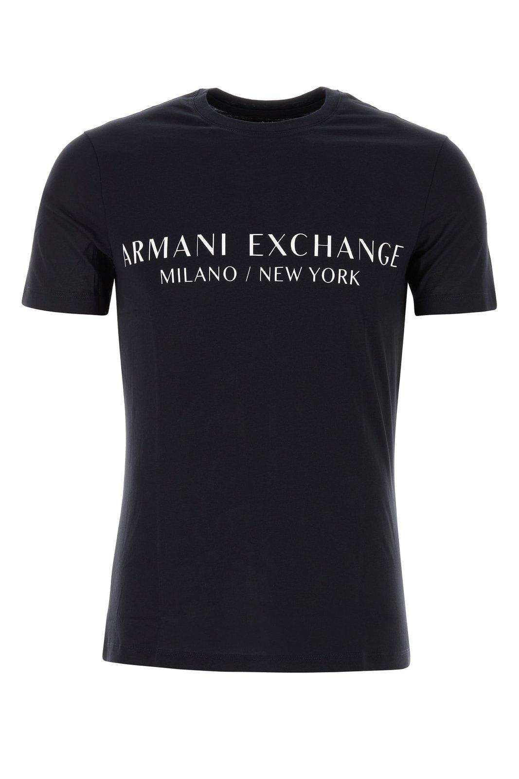 Armani Collezioni Logo Printed Crewneck T-shirt In Black