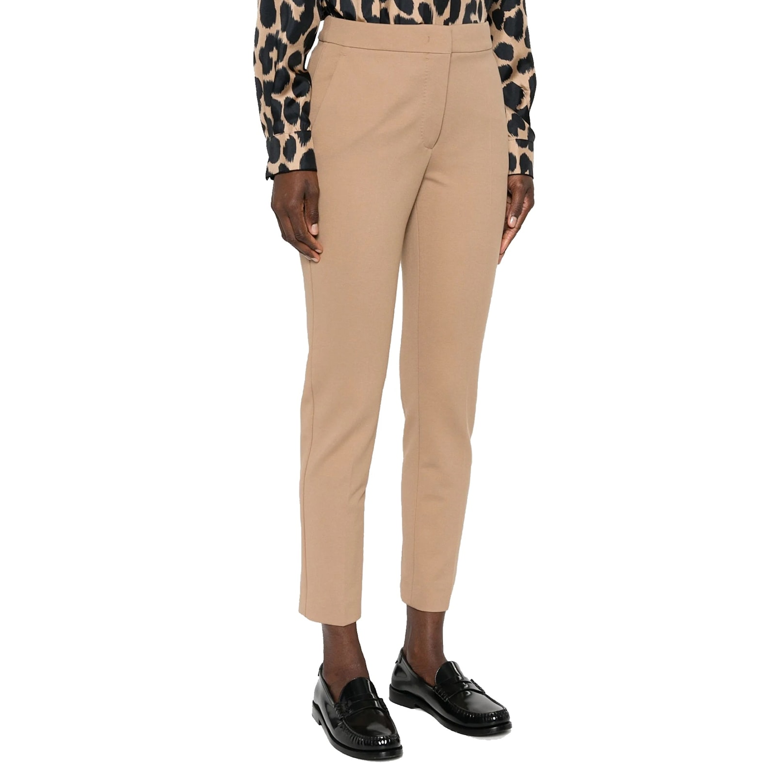 Max Mara Pegno Jersey Cigarette Trousers In Brown