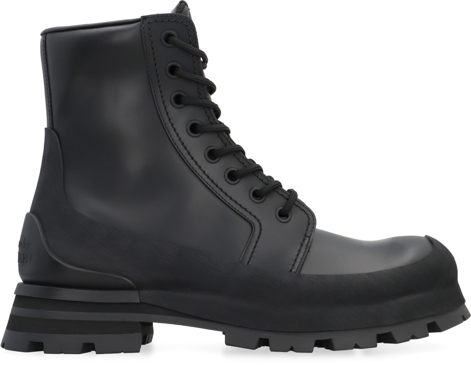 Shop Alexander Mcqueen Wander Leather Lace-up Boots In Black