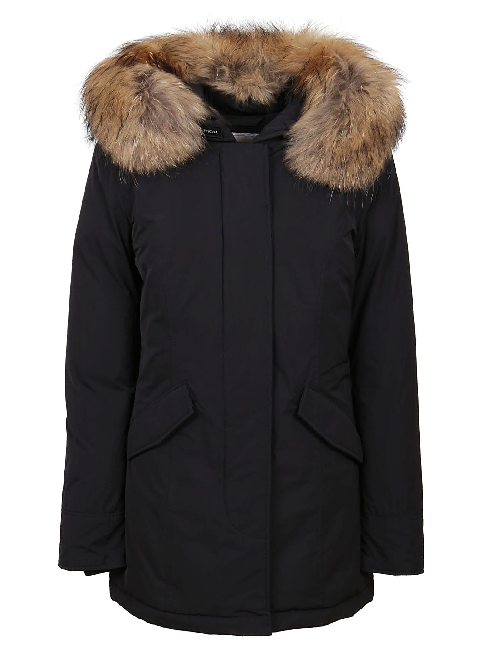 WOOLRICH BLACK DOWN JACKET TECHNICAL FABRIC