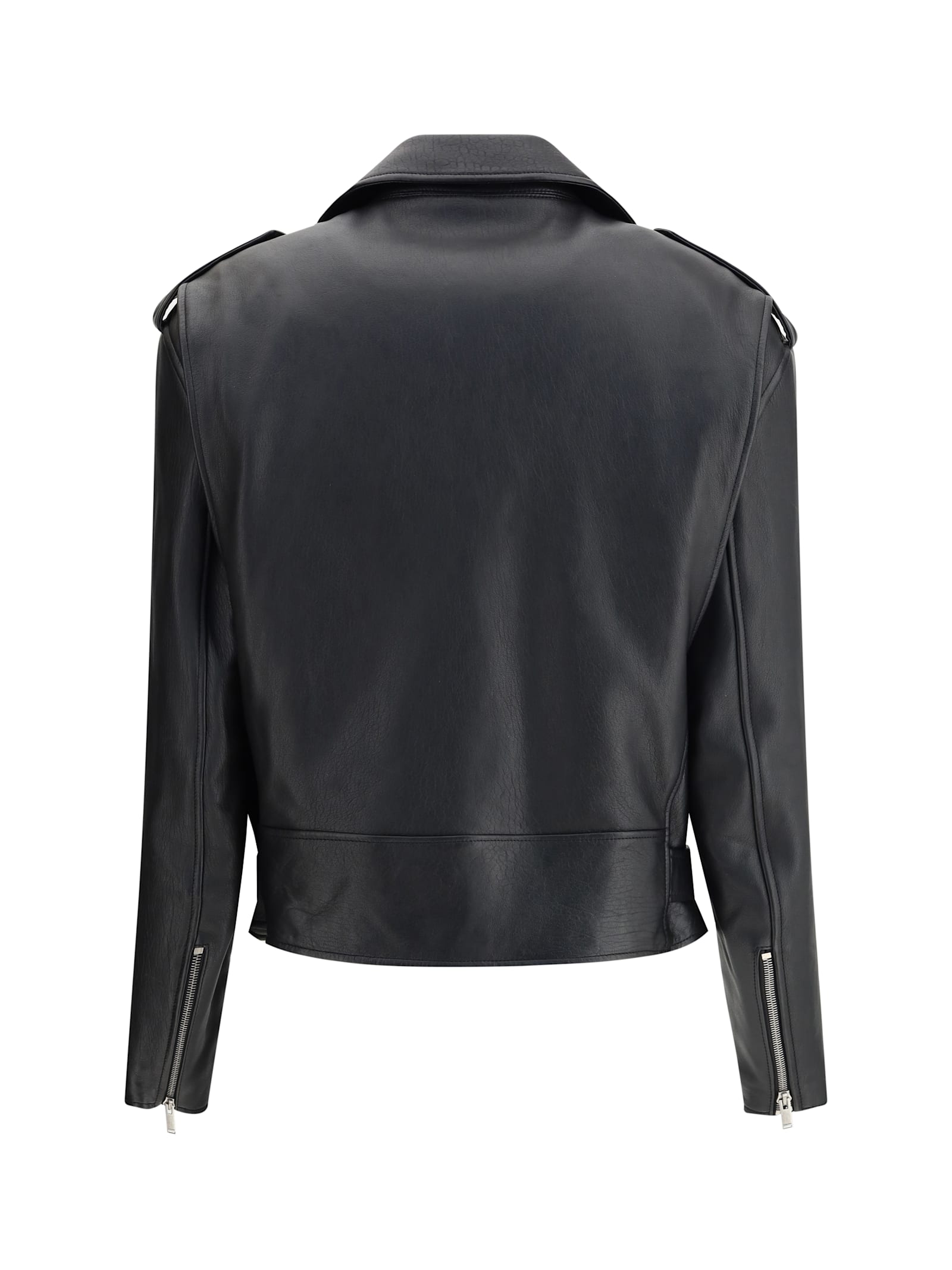 Saint Laurent Leather Jacket In Black