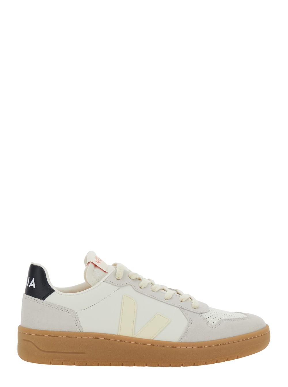 Veja V-82 Grey Low Top Sneakers With Logo Patch On Tongue And Side And Logo Letteirng On The Heel In Leat In Gray