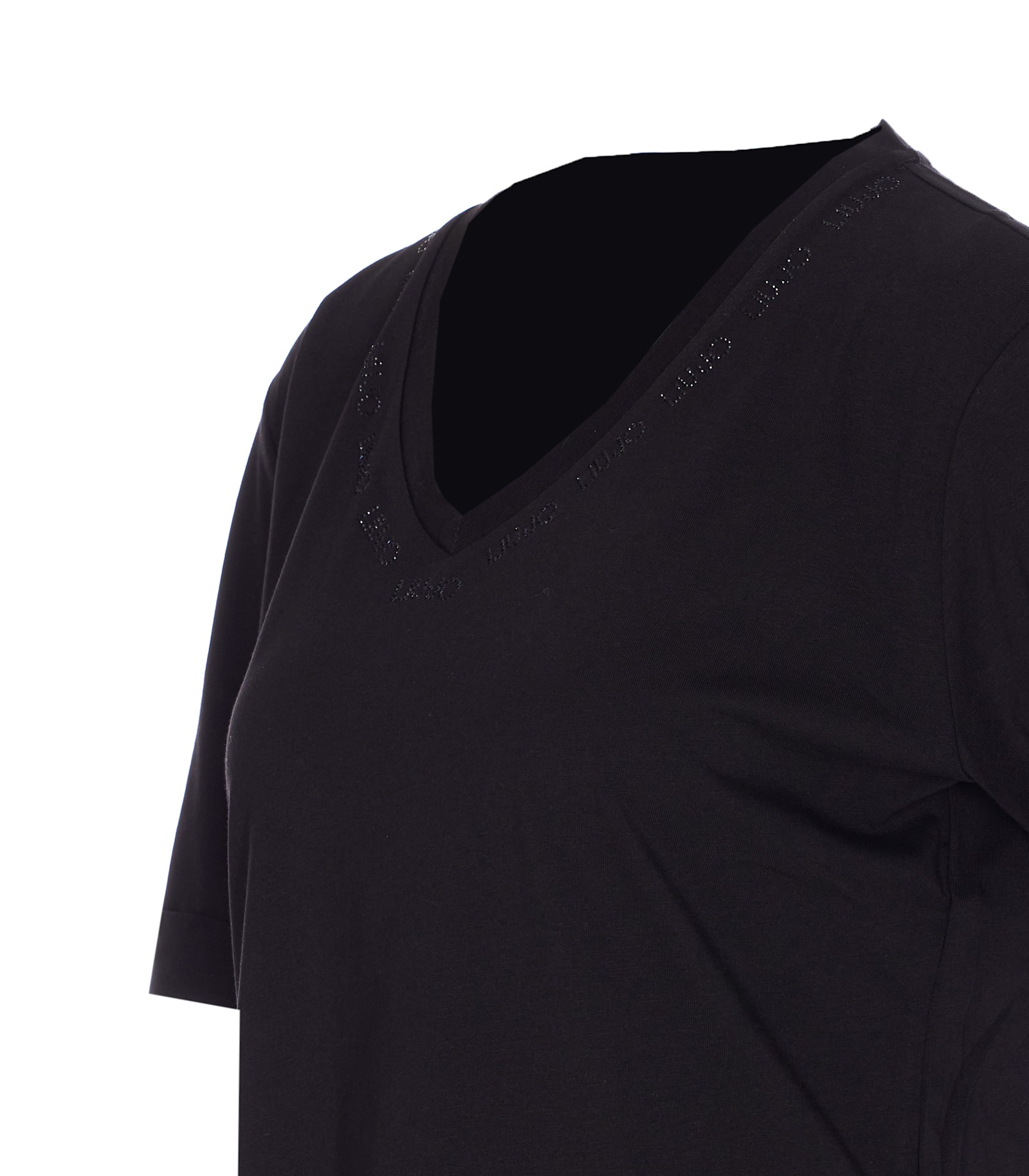 Liu •jo V-neck T-shirt Short Sleeves In Black