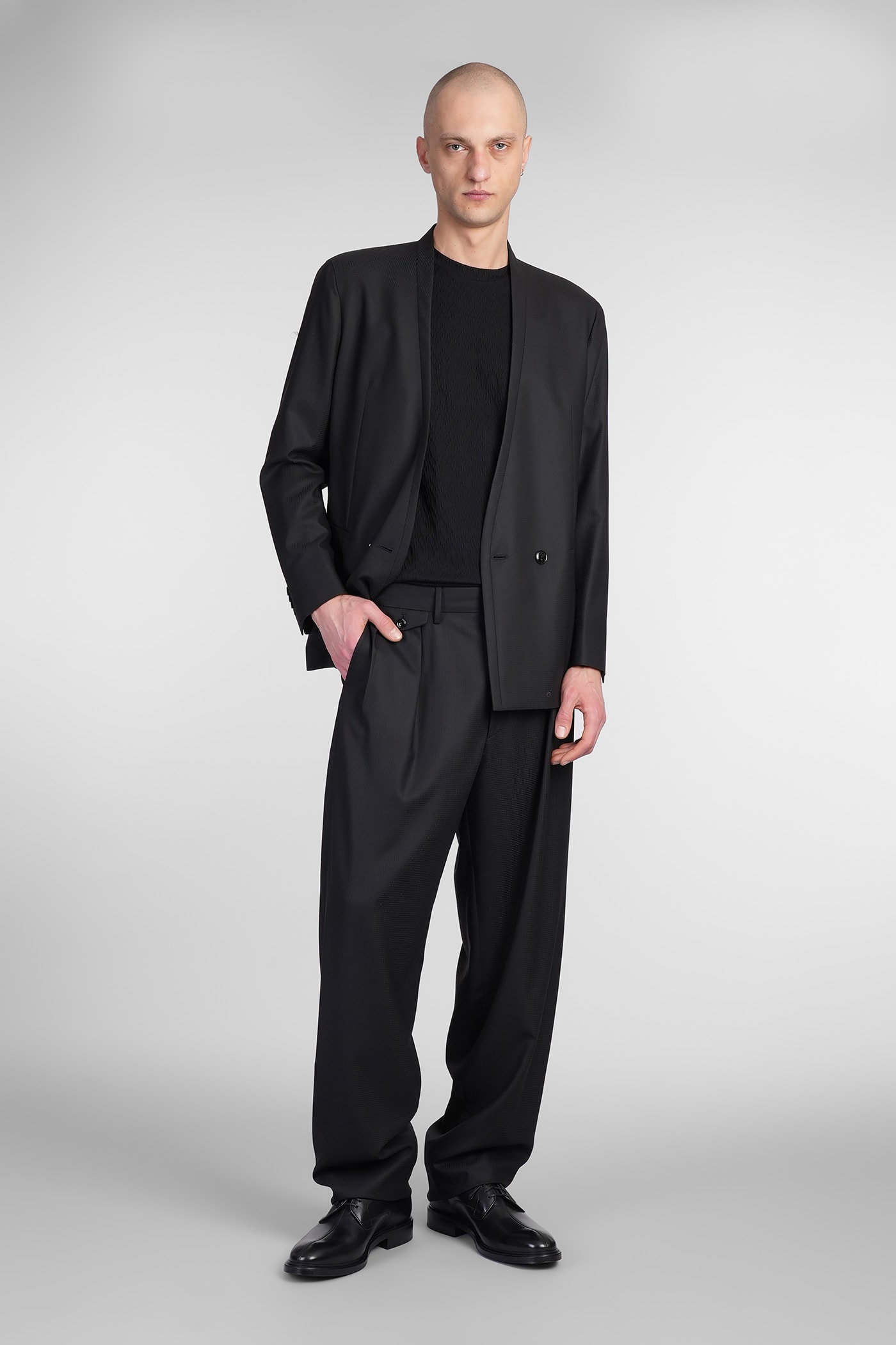 Giorgio Armani In Black Wool In Nero